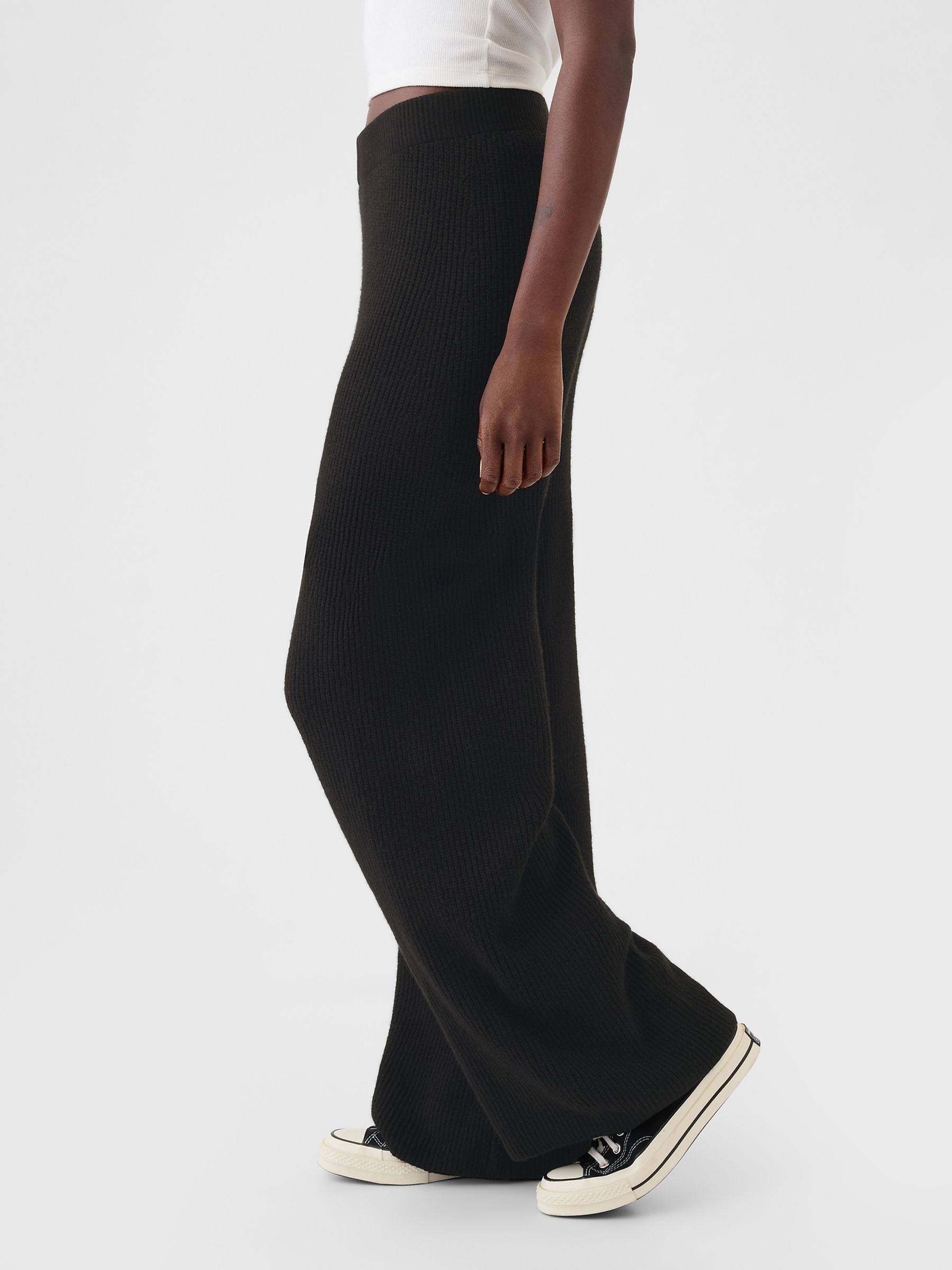 Black CashSoft Shaker-Stitch Knit Trousers - Image 4 of 5