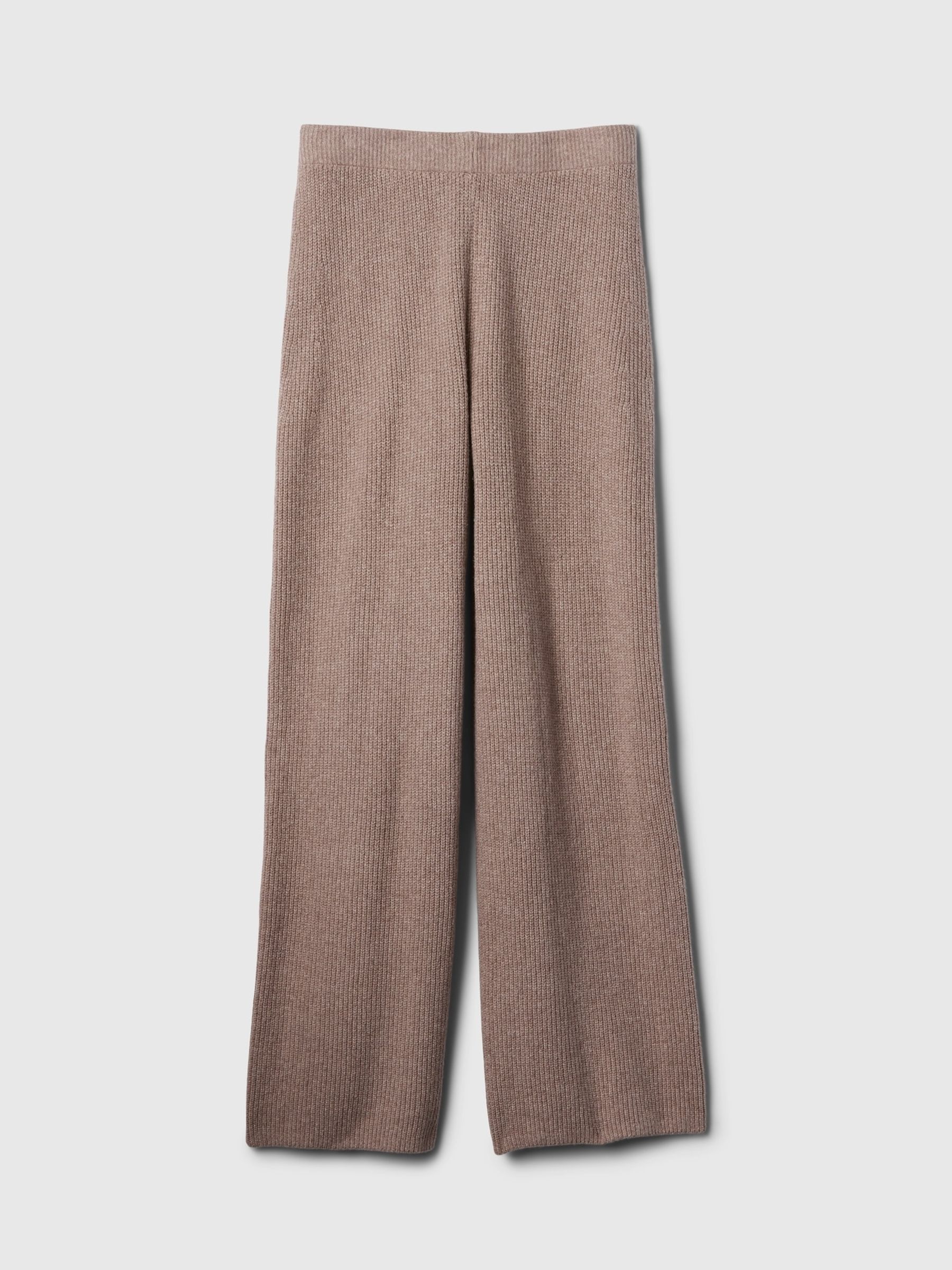 Beige CashSoft Shaker-Stitch Knit Trousers - Image 6 of 6