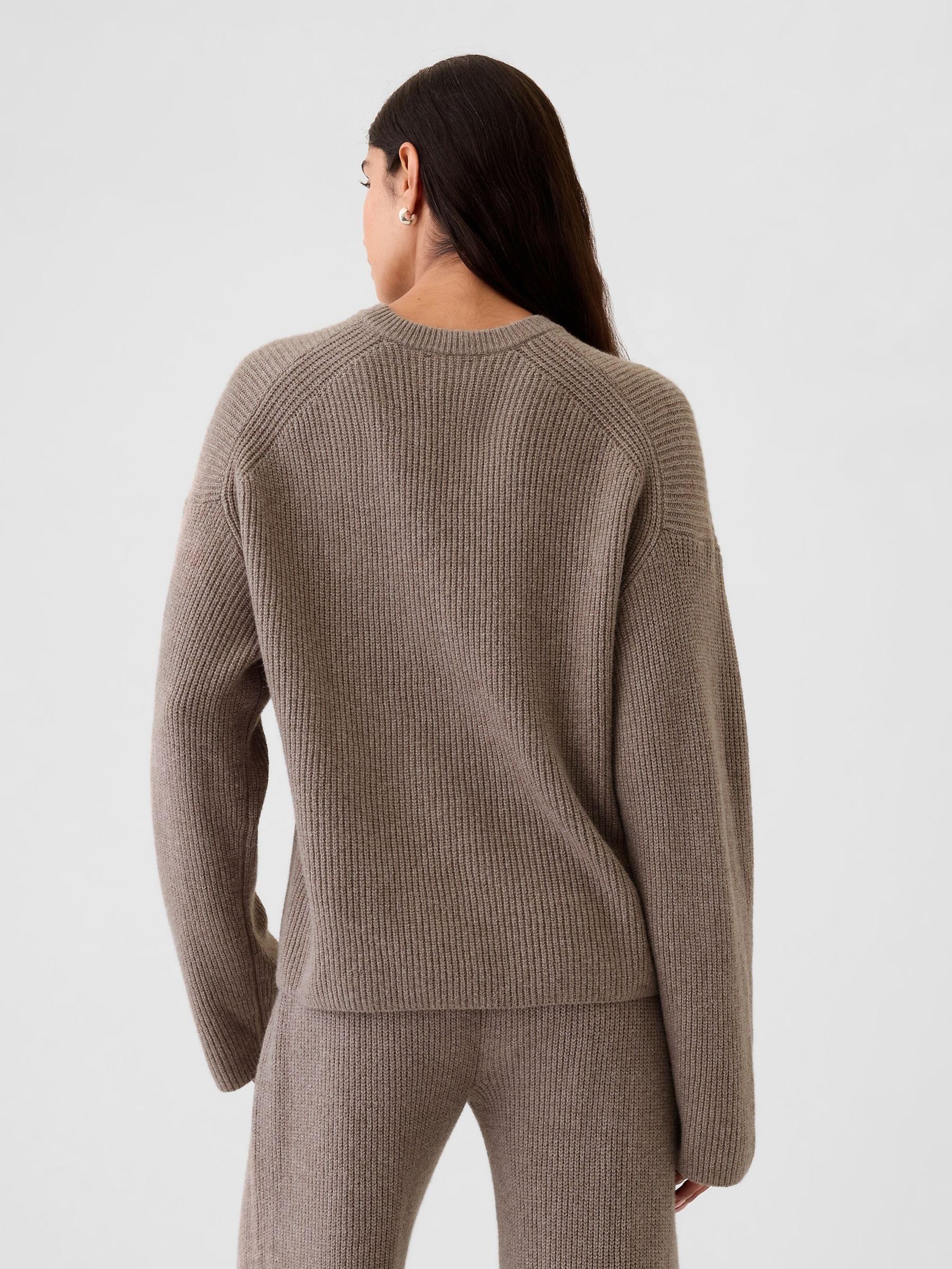 Beige CashSoft Oversized Shaker-Stitch Crew Neck Jumper - Image 2 of 5