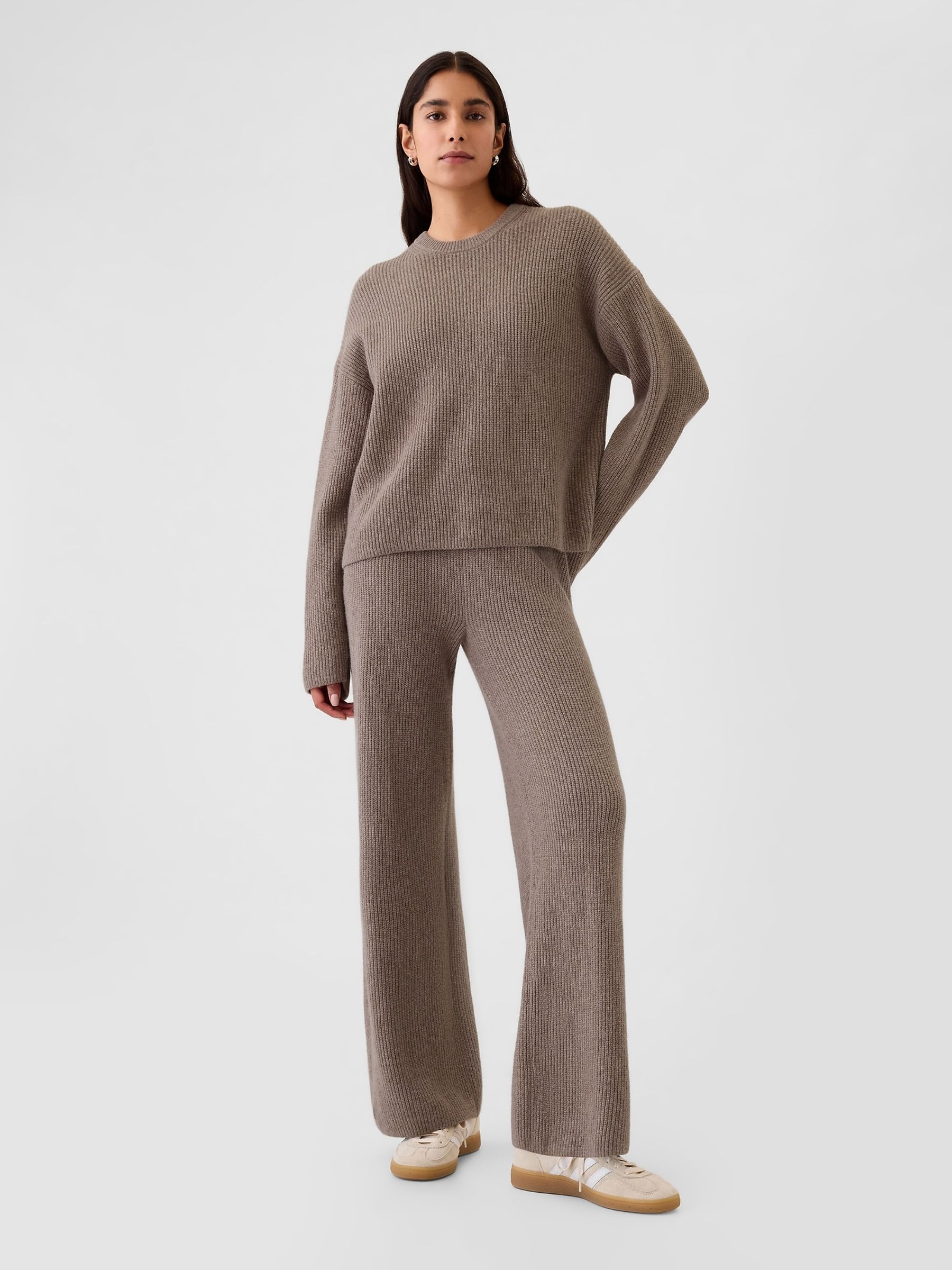 Beige CashSoft Oversized Shaker-Stitch Crew Neck Jumper - Image 3 of 5