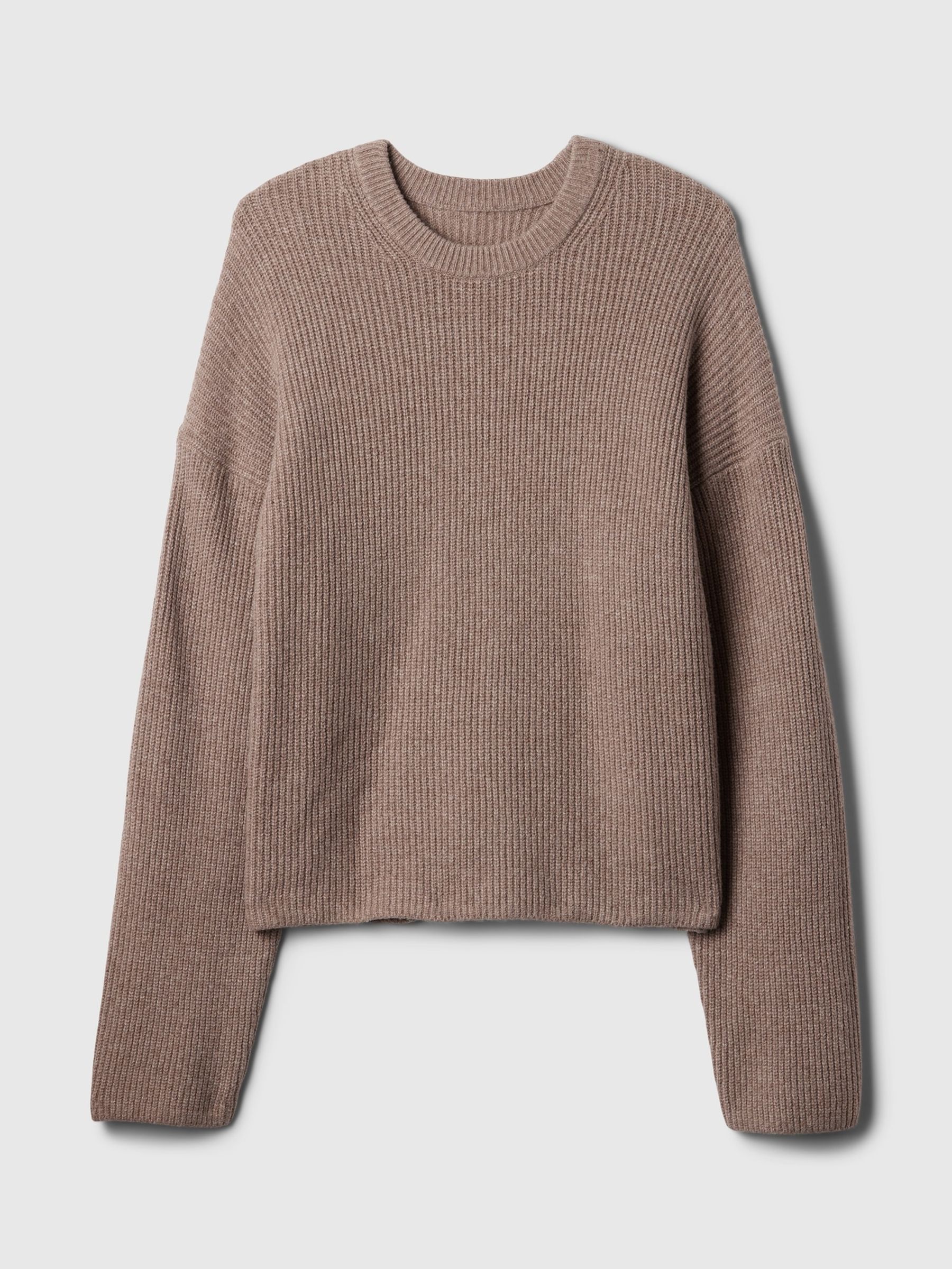 Beige CashSoft Oversized Shaker-Stitch Crew Neck Jumper - Image 4 of 5