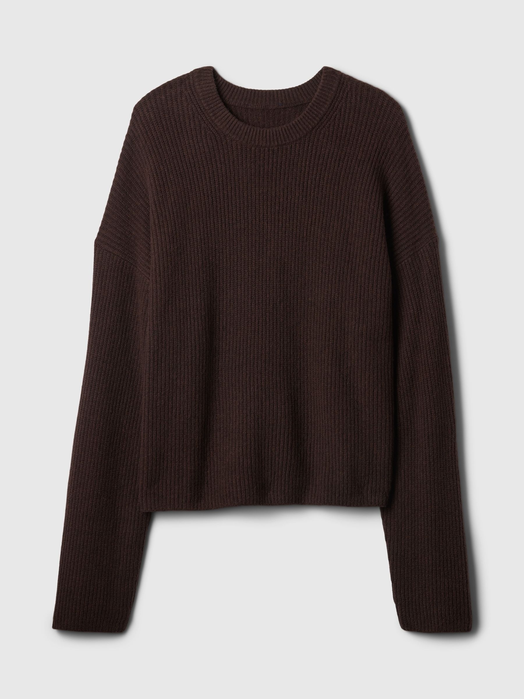 Brown CashSoft Oversized Shaker-Stitch Crew Neck Jumper - Image 4 of 5