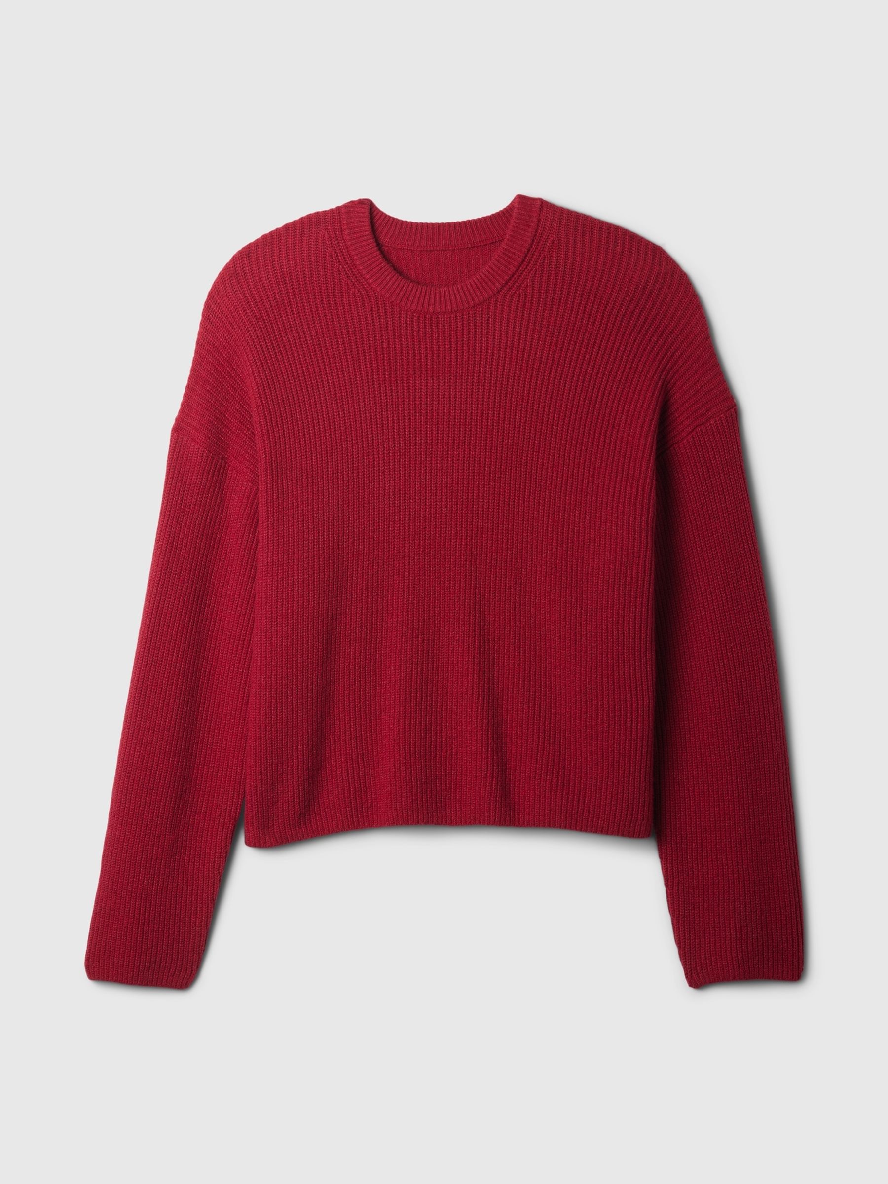 Red CashSoft Shaker-Stitch Crew Neck Jumper - Image 4 of 5