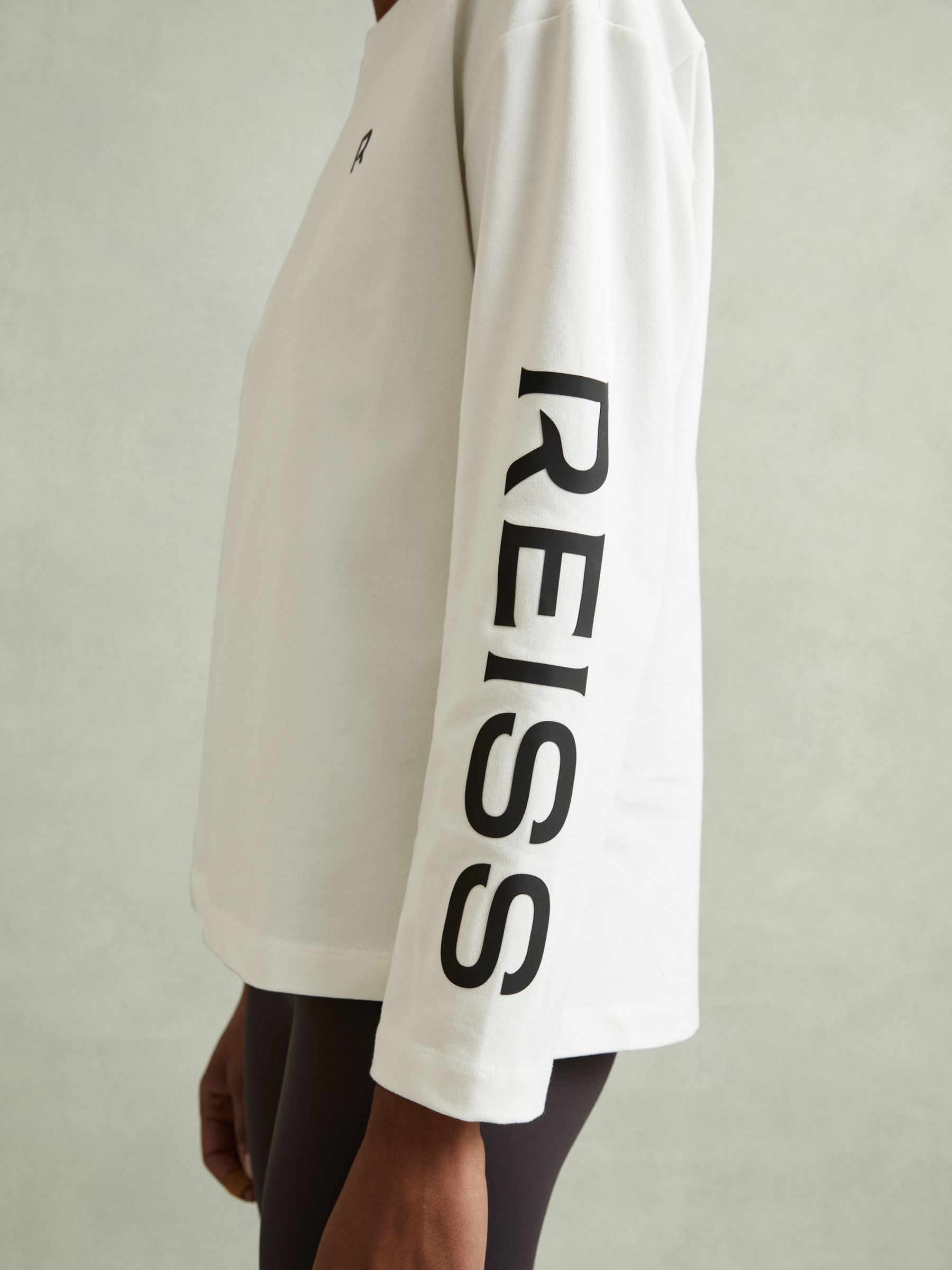 Cotton Blend Logo Top in White - Image 4 of 6
