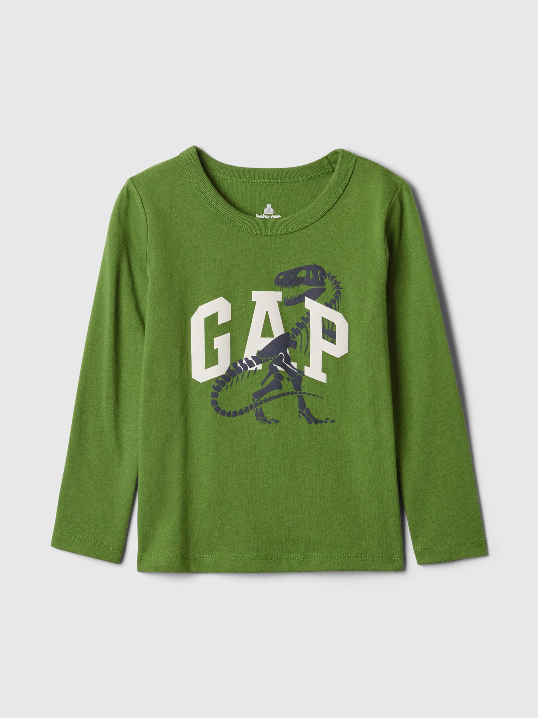 Green Dinosaur Long Sleeve Crew Neck Graphic T-Shirt (6mths-5yrs) - Image 1 of 2