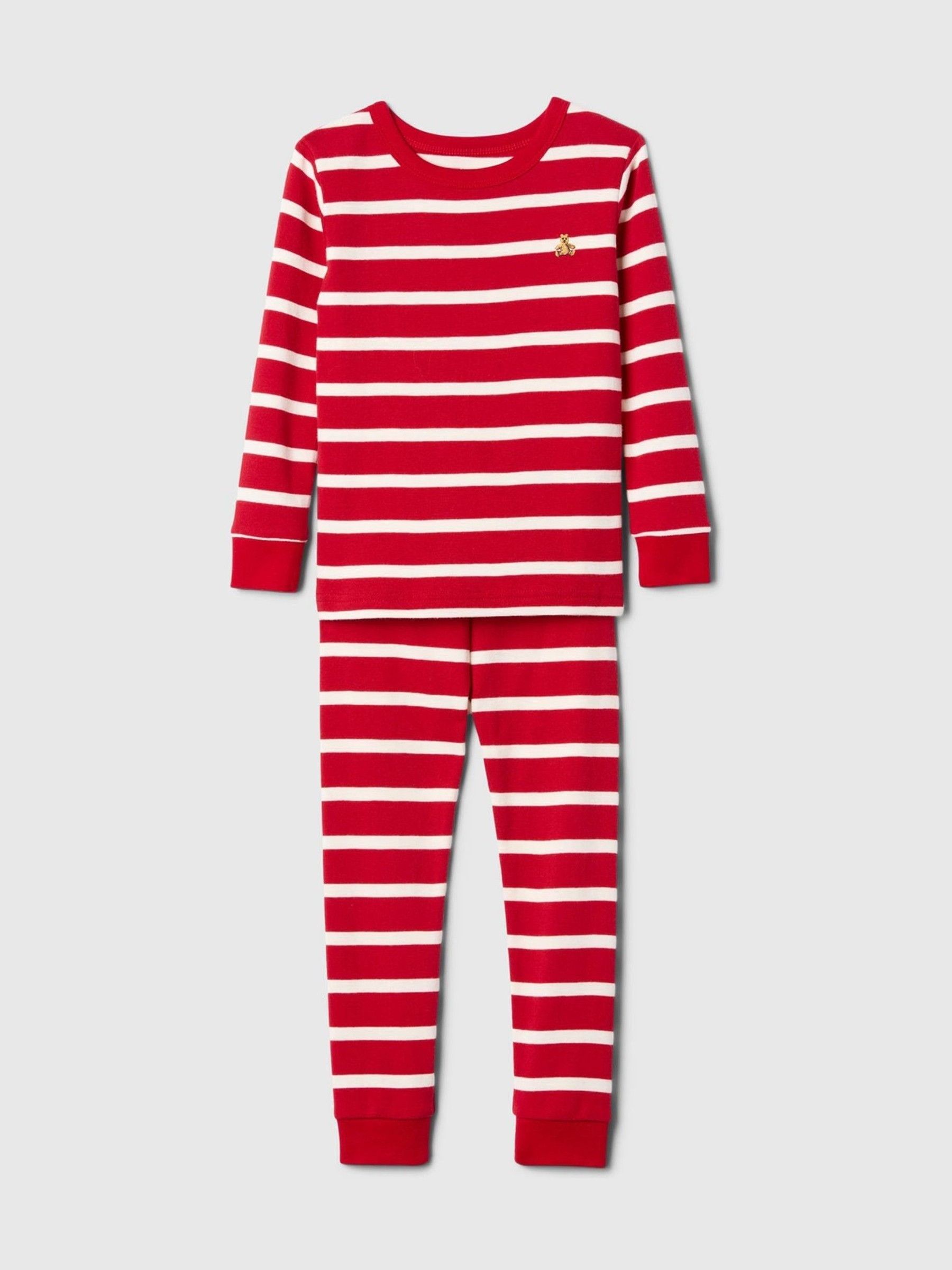 Red Stripe Organic Brushed Cotton Christmas Pyjama Set (12mths-5yrs) - Image 1 of 2