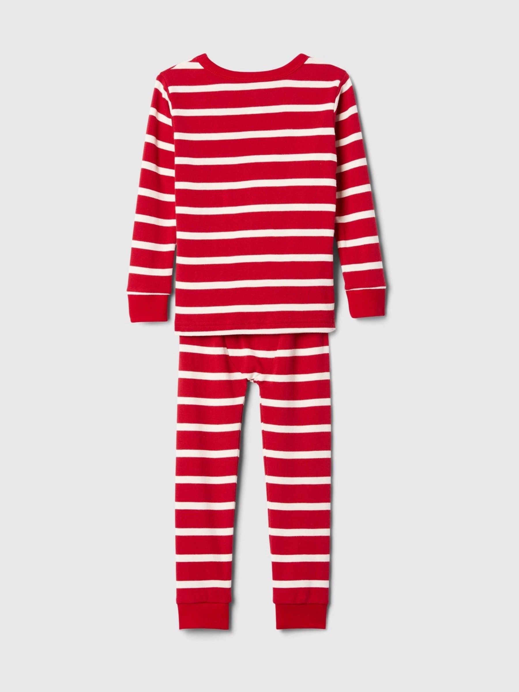 Red Stripe Organic Brushed Cotton Christmas Pyjama Set (12mths-5yrs) - Image 2 of 2