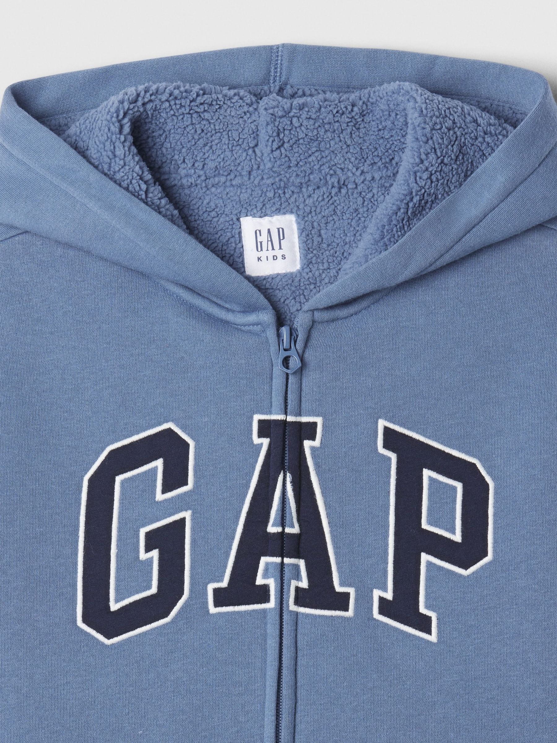 Blue Logo Sherpa-Lined Zip-Up Hoodie (4-13yrs) - Image 3 of 3