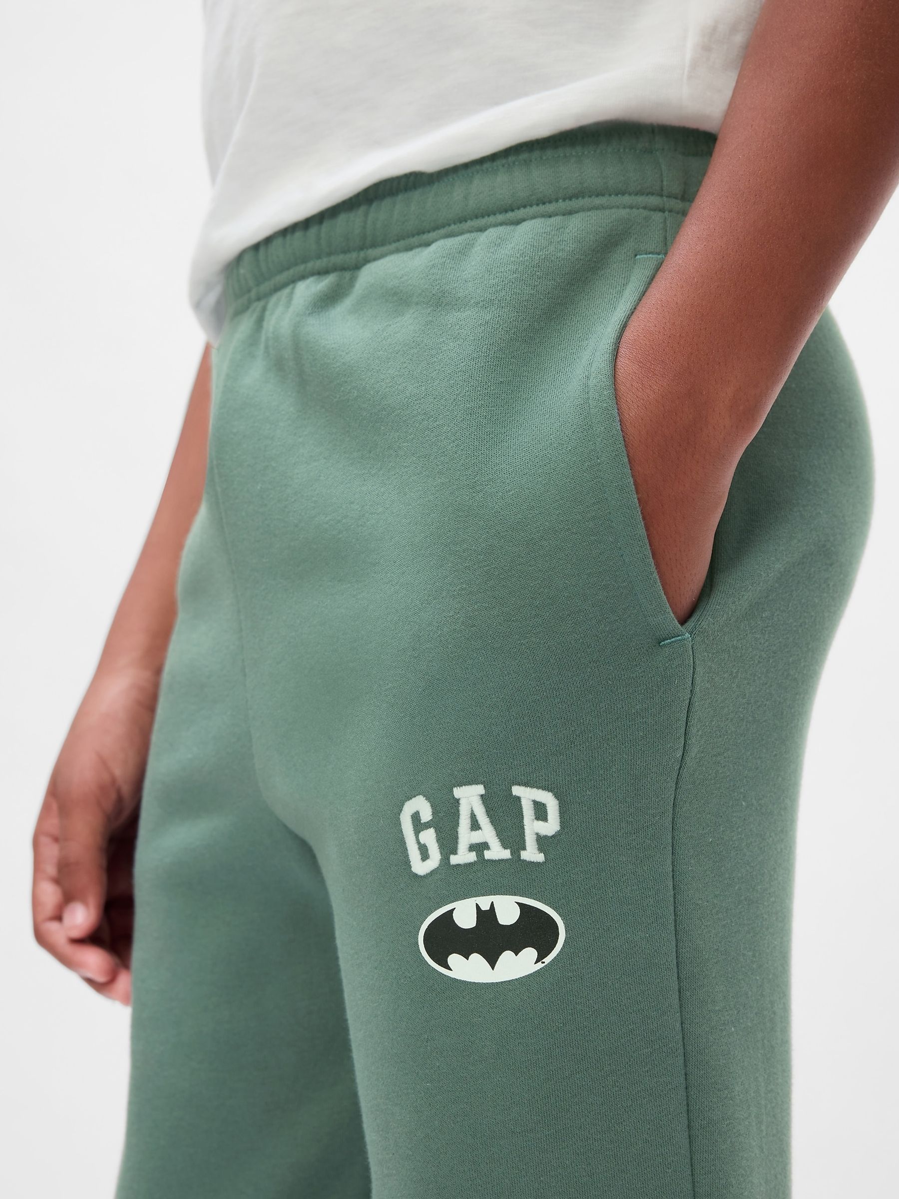 Green Batman Vintage Logo Soft Fleece-Lined Joggers (4-13yrs) - Image 4 of 5