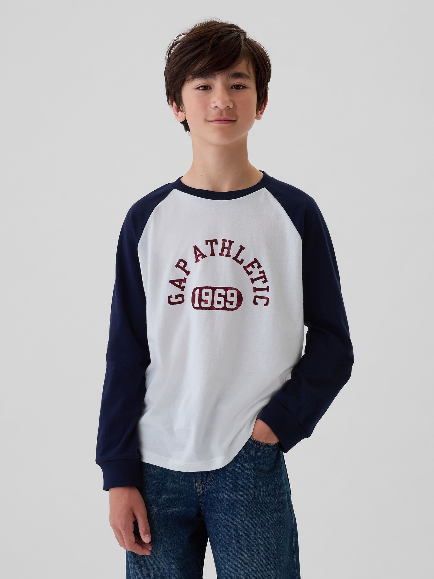 White Athletic Logo Raglan T-Shirt (4-13yrs) - Image 1 of 4