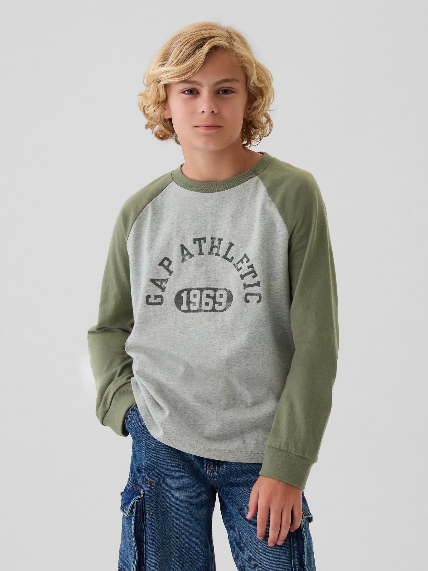 Green Athletic Logo Raglan T-Shirt (4-13yrs) | Gap