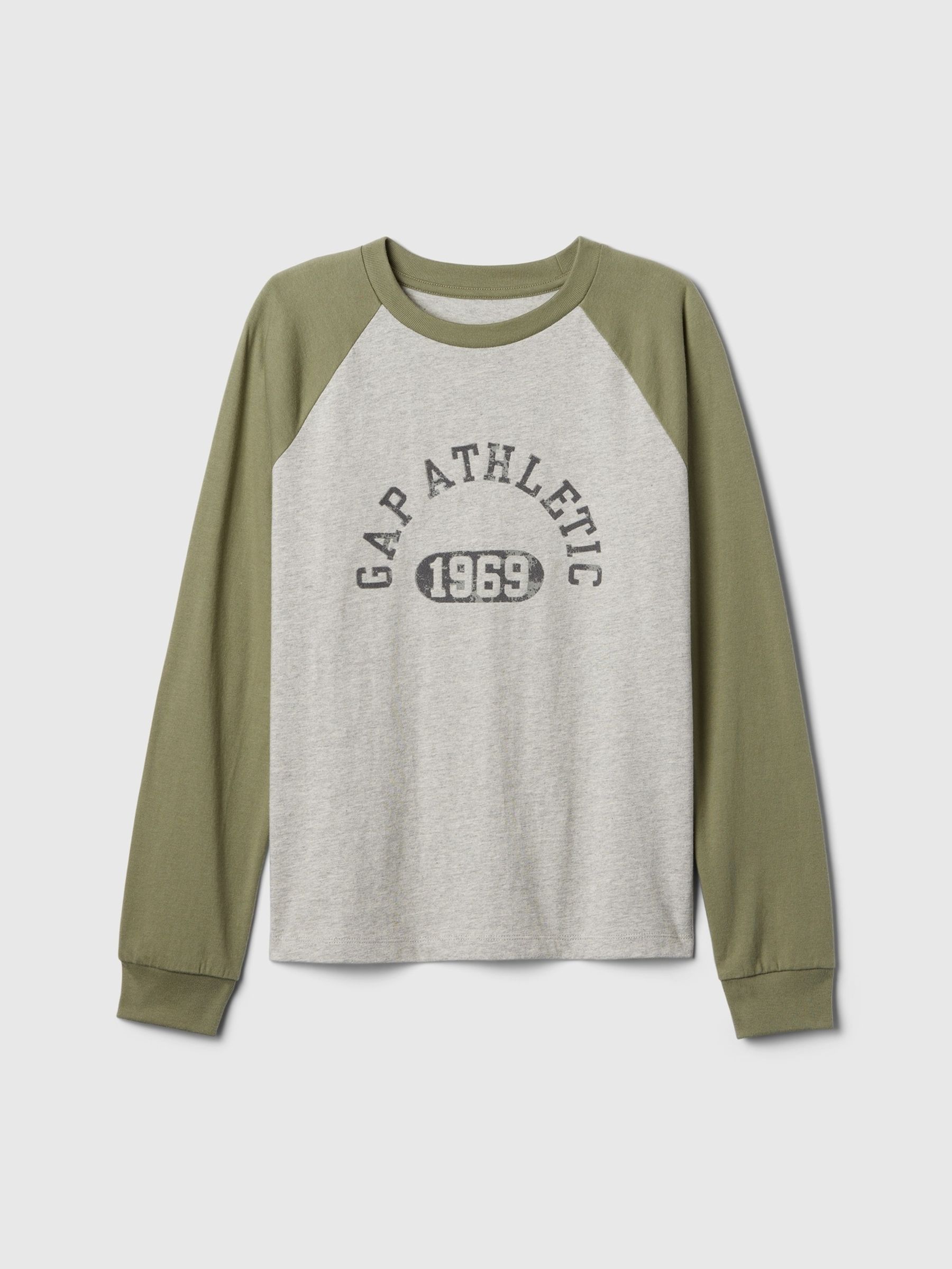 White/Green Relaxed Raglan T-Shirt (4-13yrs) | Gap