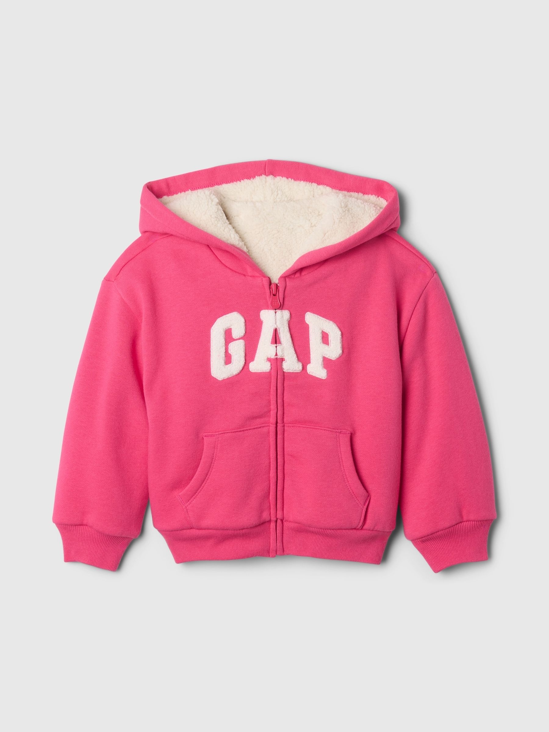 Pink Logo Sherpa-Lined Vintage Zip Hoodie (6mths-5yrs) - Image 1 of 3