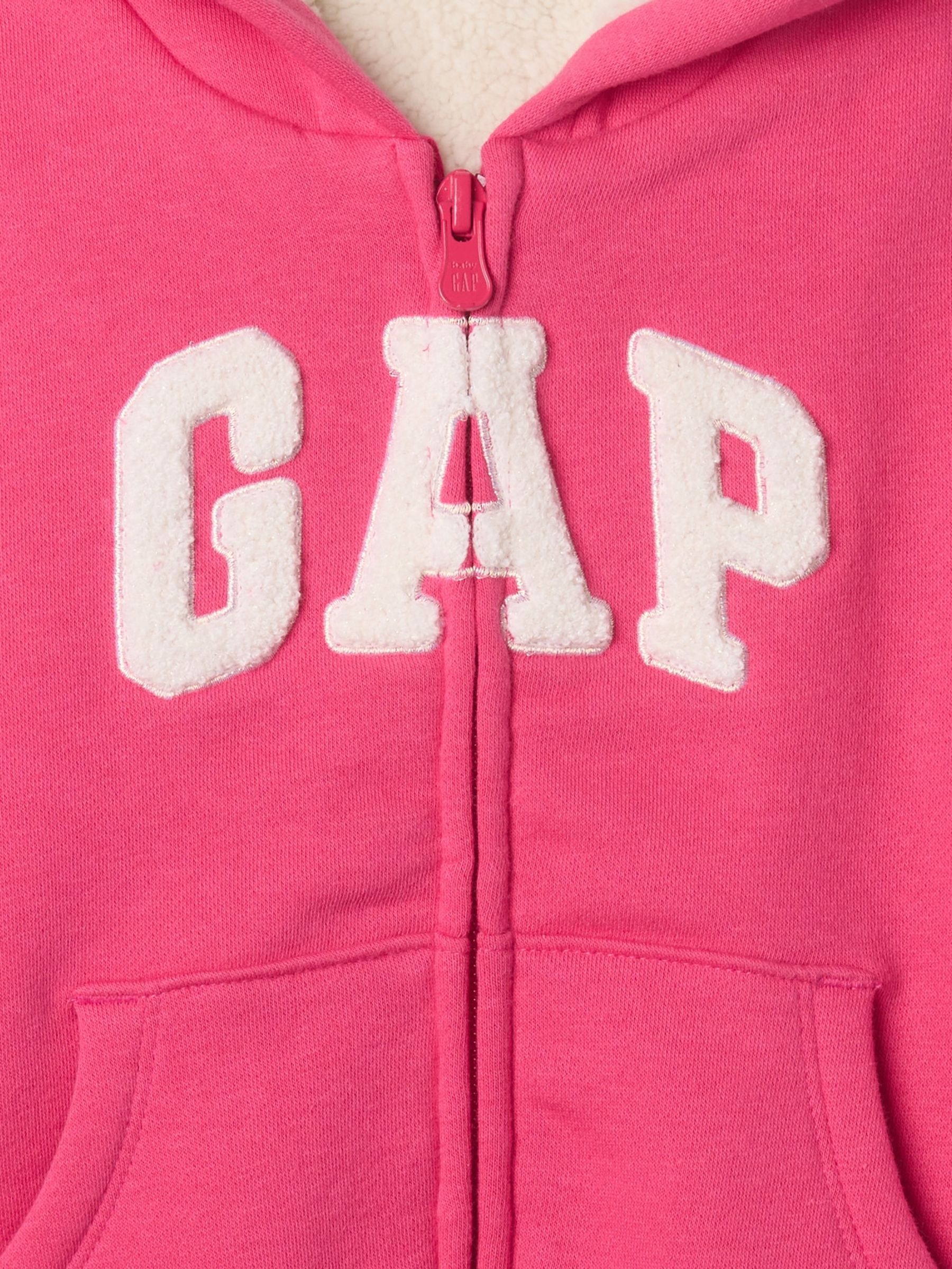 Pink Logo Sherpa-Lined Vintage Zip Hoodie (6mths-5yrs) - Image 3 of 3