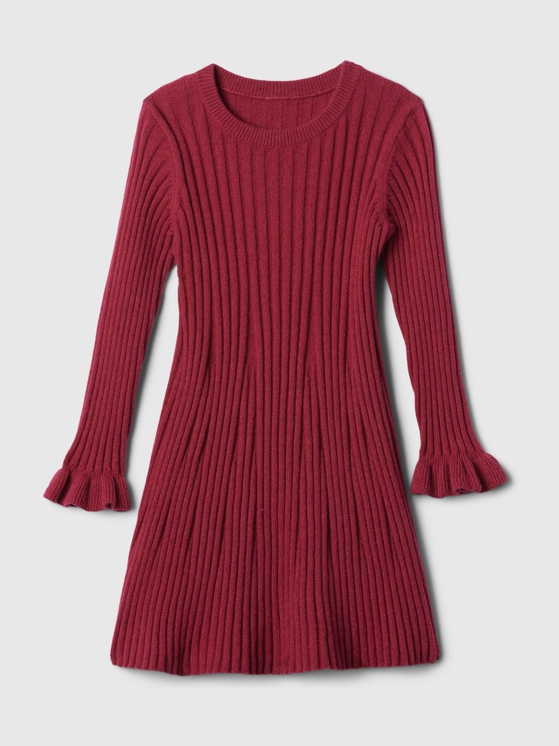 Burgundy Red CashSoft Rib Jumper Dress (6mths-5yrs) - Image 2 of 3