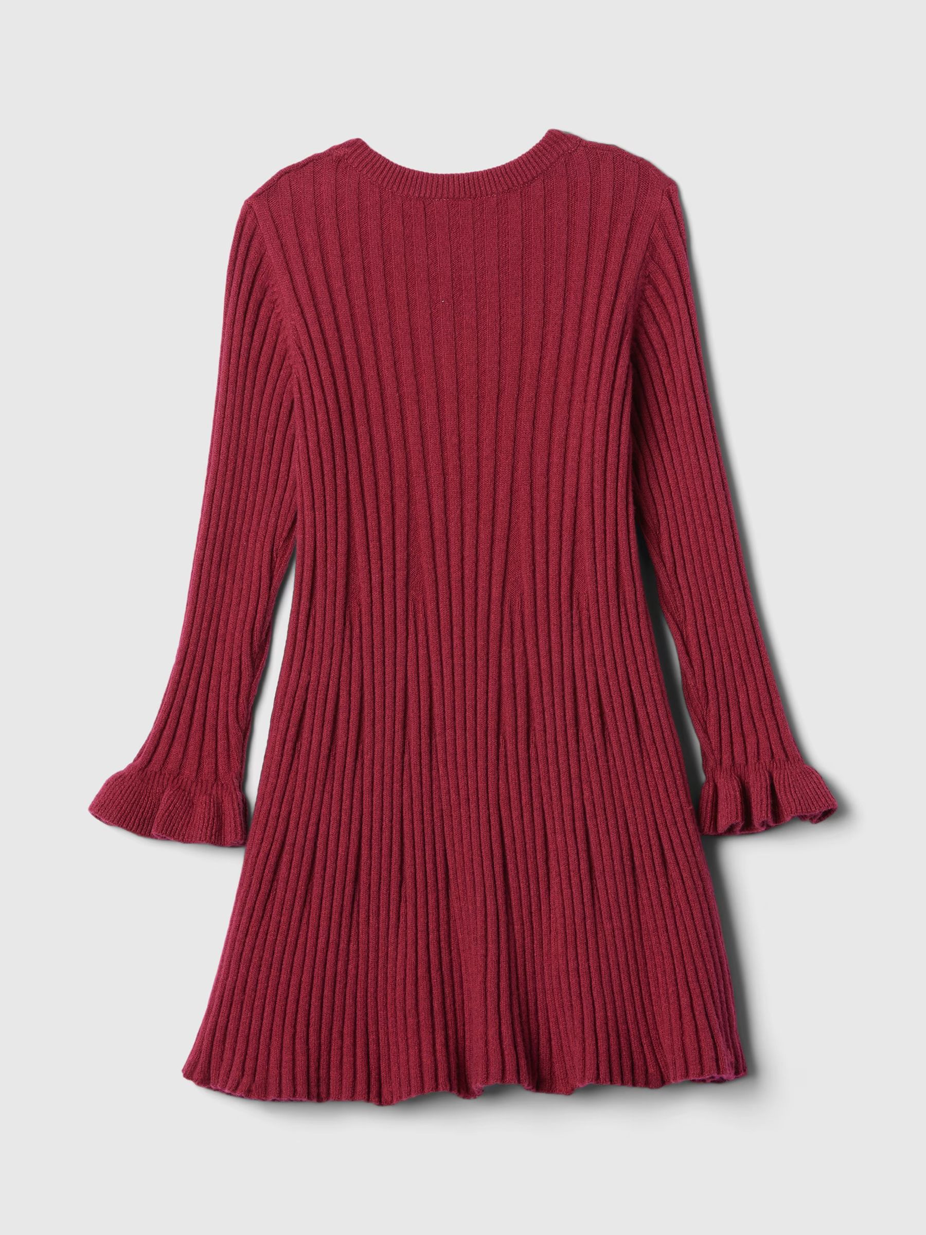 Burgundy Red CashSoft Rib Jumper Dress (6mths-5yrs) - Image 3 of 3