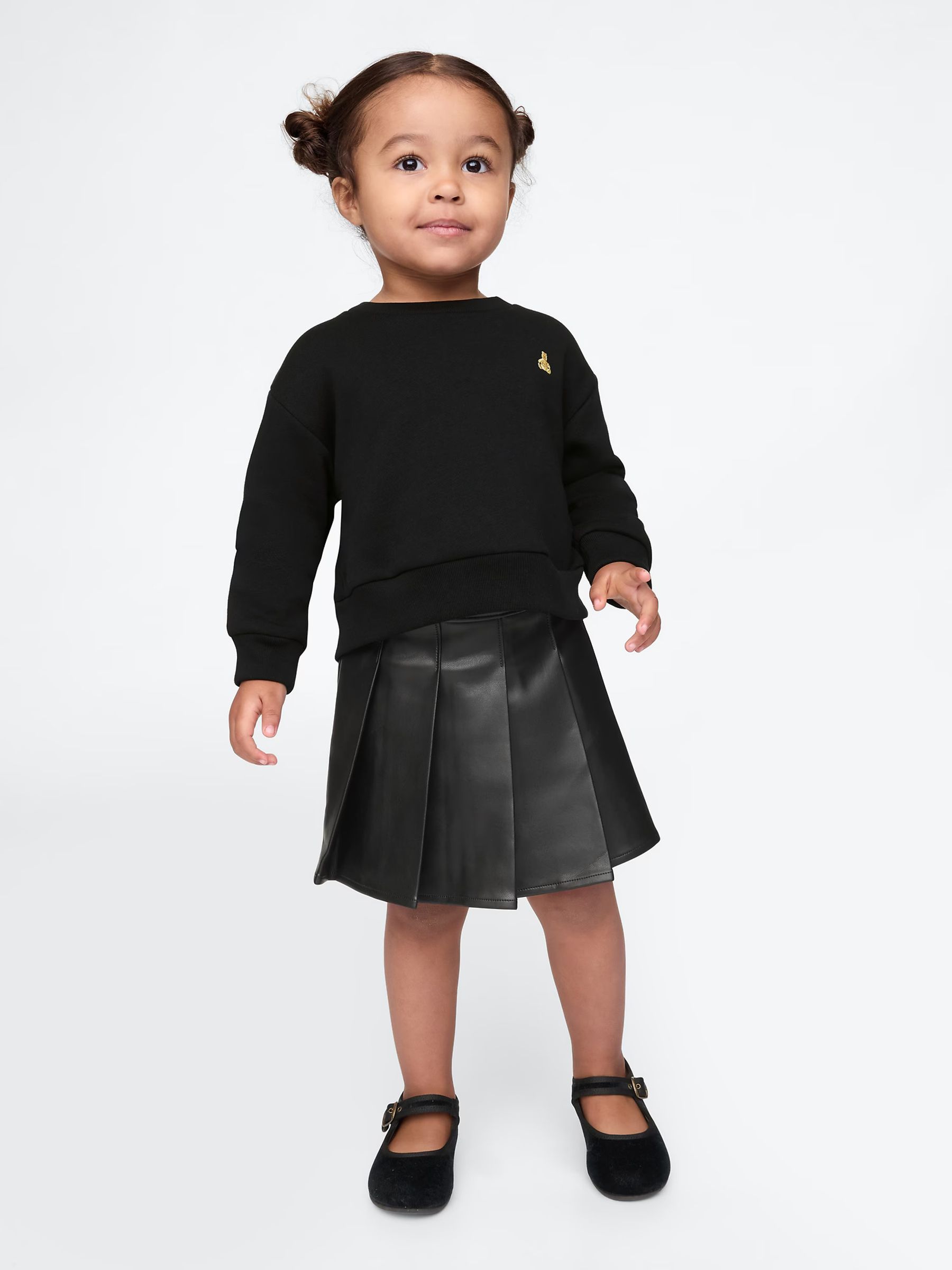 Black Brannan Bear Faux Leather Skort & Jumper Outfit Set (6mths-5yrs) - Image 1 of 2