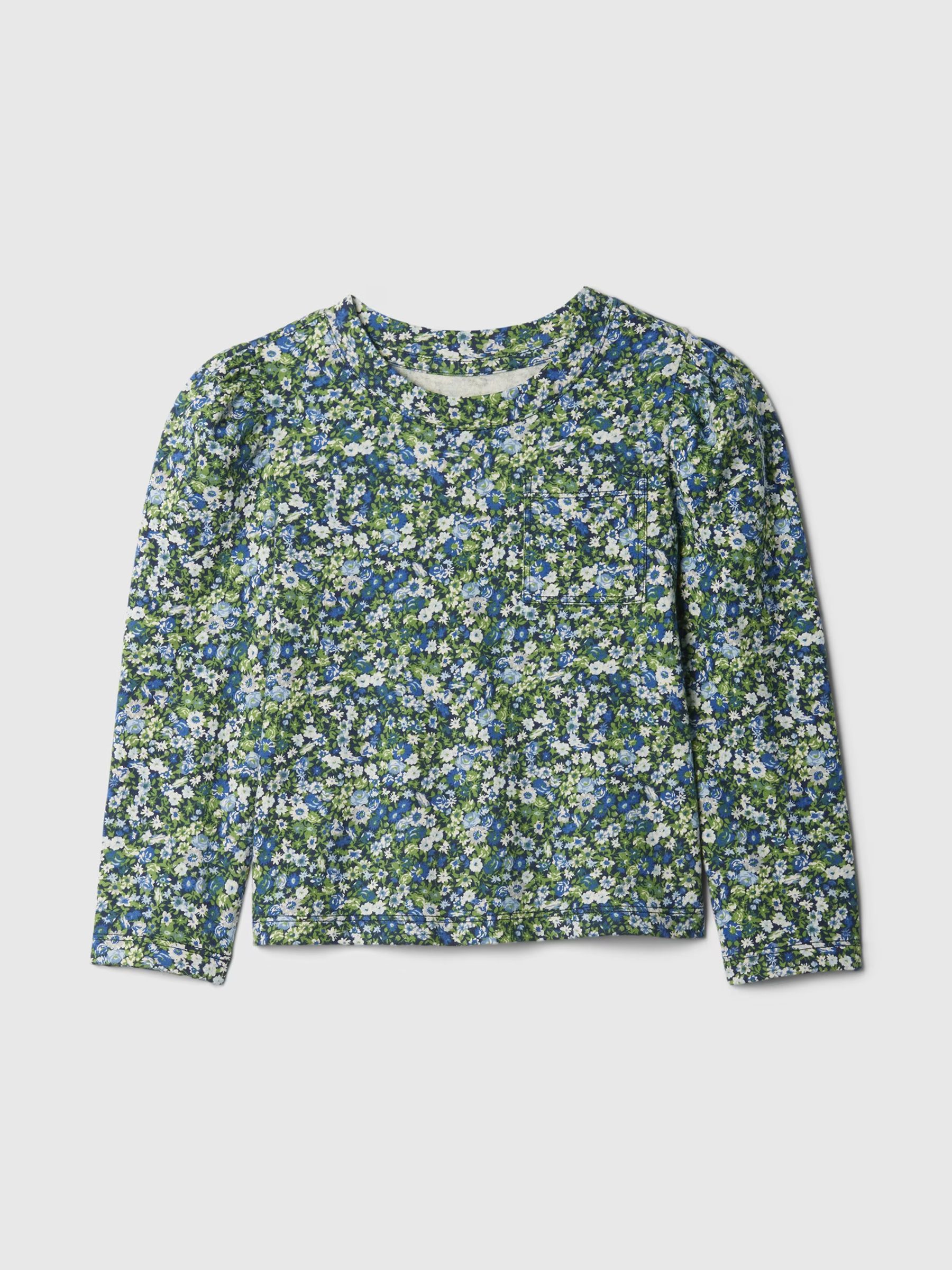 Green Pocket Puff Sleeve Crew Neck T-Shirt (6mths-5yrs) - Image 1 of 2