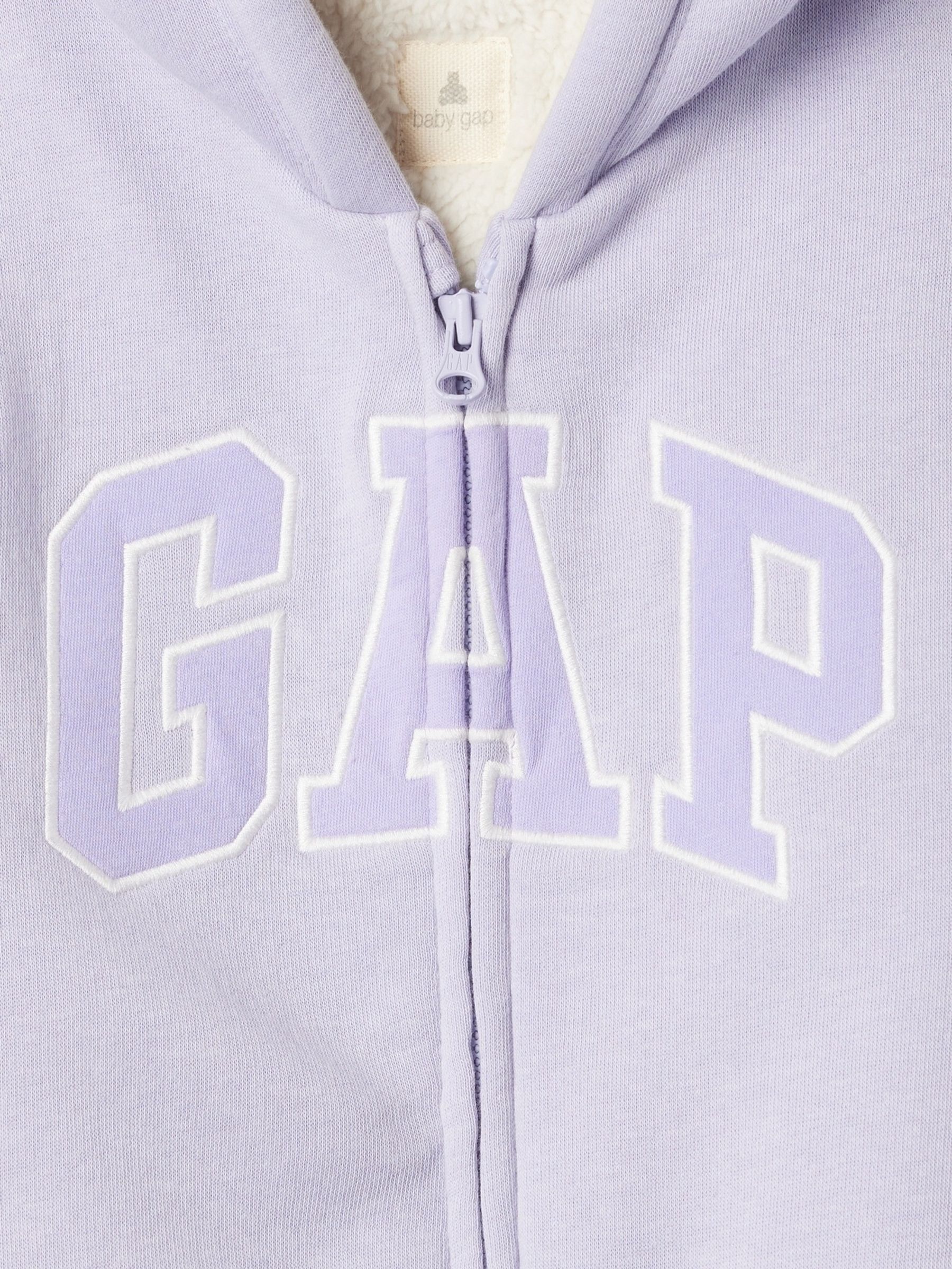 Purple Logo Sherpa Lined Zip Hooded All in One (Newborn - 24mths) - Image 3 of 3