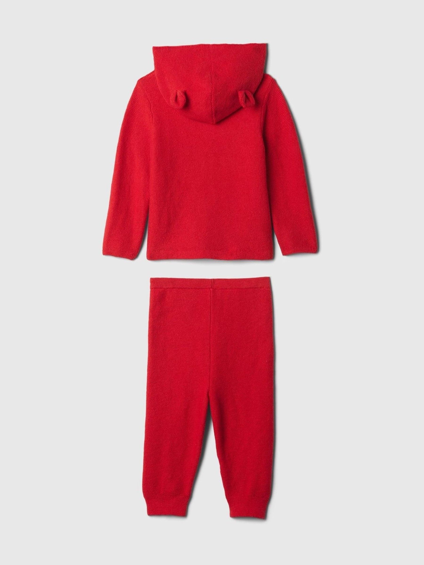 Red CashSoft Bear Hoodie & Jogger Set (Newborn-24mths) - Image 3 of 4