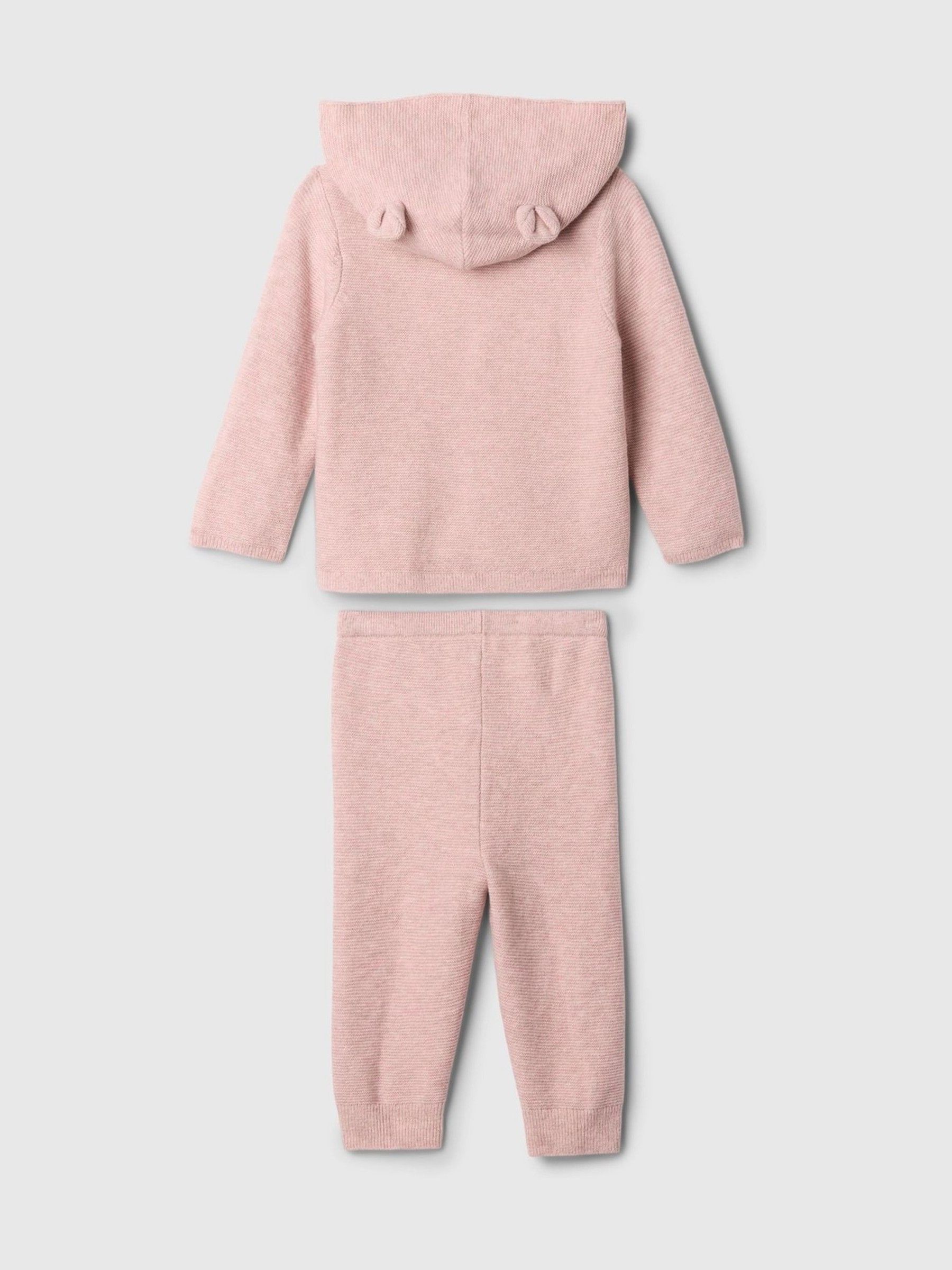 Pink CashSoft Bear Hoodie & Jogger Set (Newborn-24mths) - Image 2 of 2