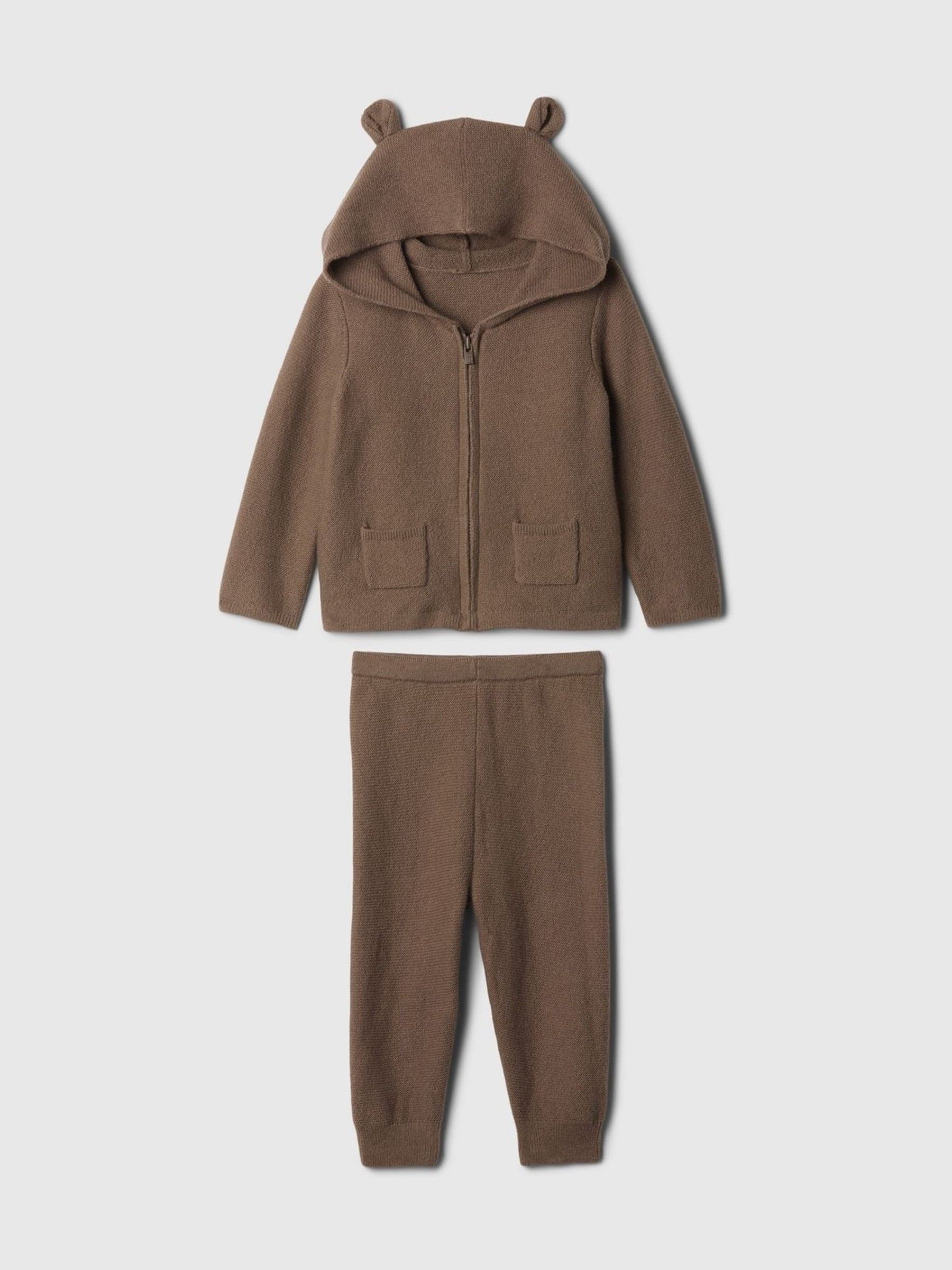 Brown CashSoft Bear Hoodie & Jogger Set (Newborn-24mths) - Image 4 of 4