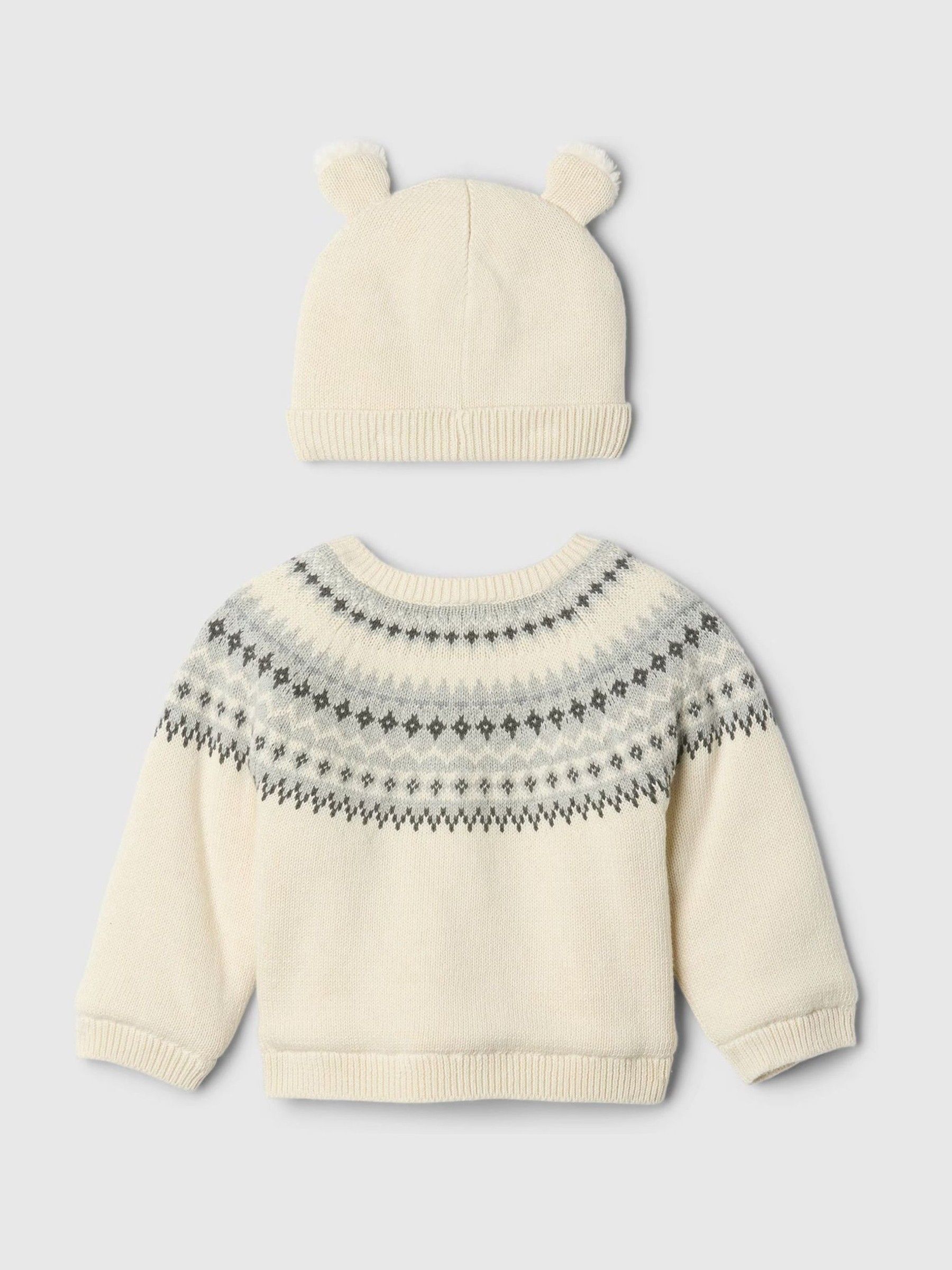 Beige Fair Isle Cardigan & Hat Set (Newborn-24mths) - Image 2 of 3
