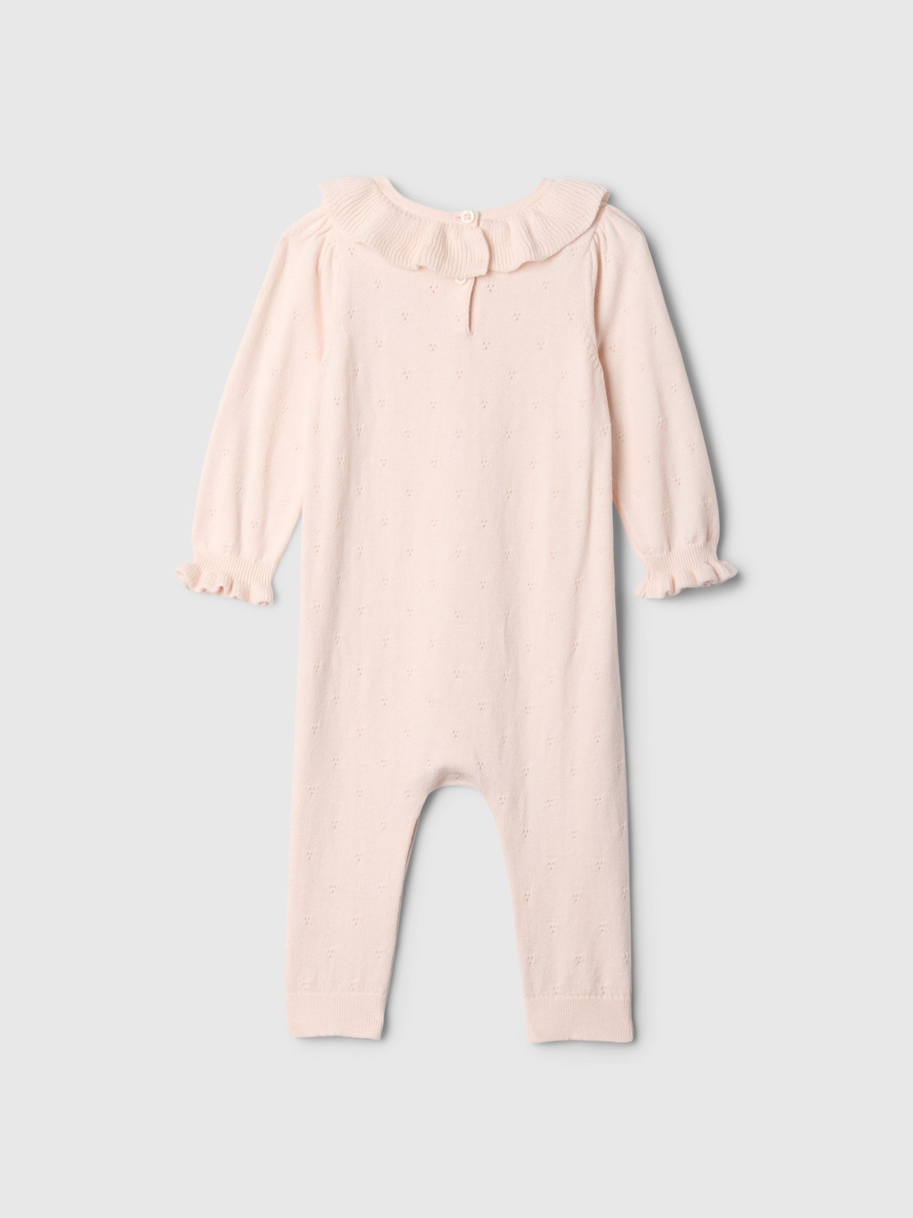 Pink Knitted Ruffle Neck Romper (Newborn-24mths) - Image 2 of 2