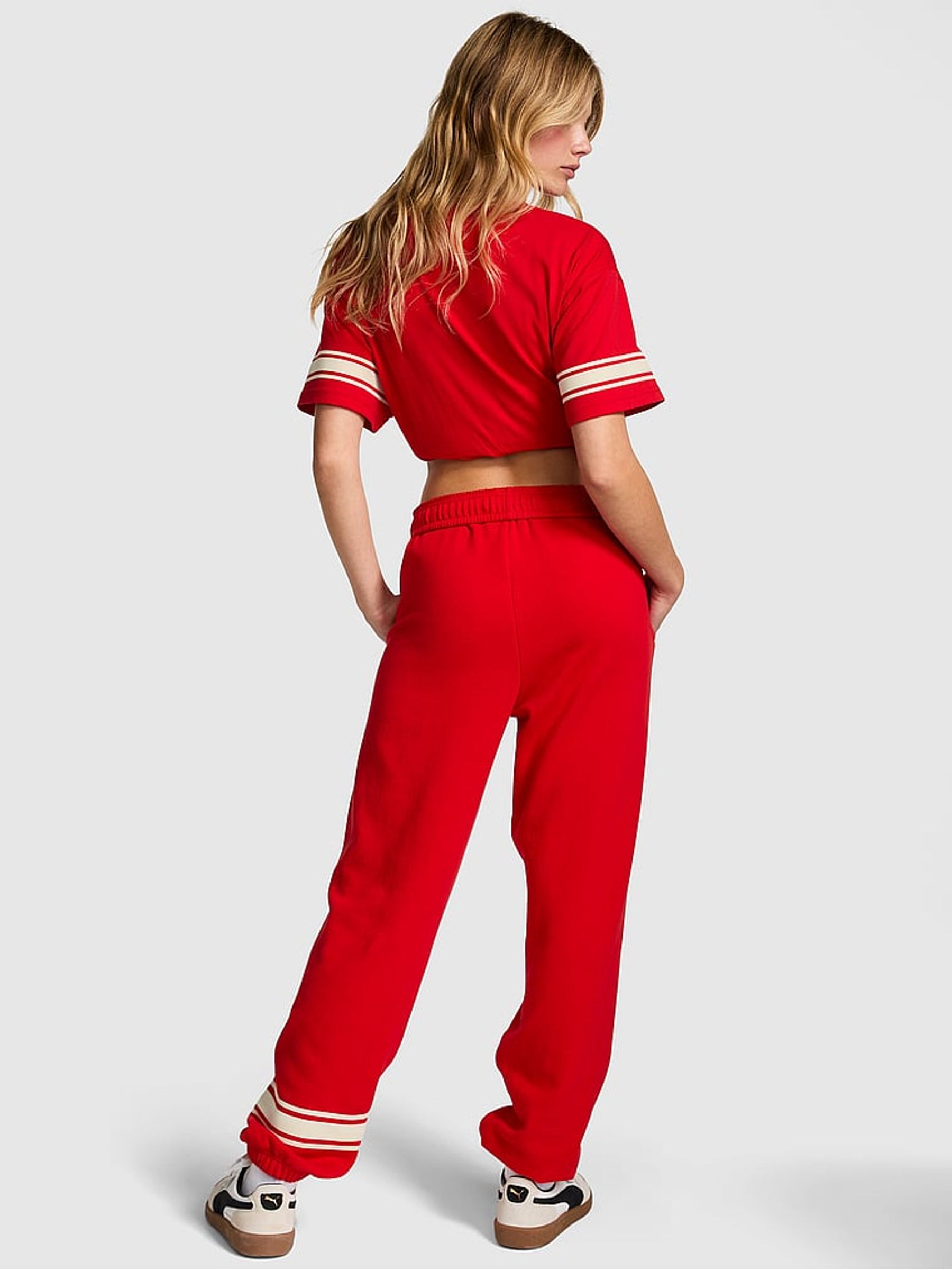 Vermillion Red Cuffed Fleece Joggers - Image 2 of 4