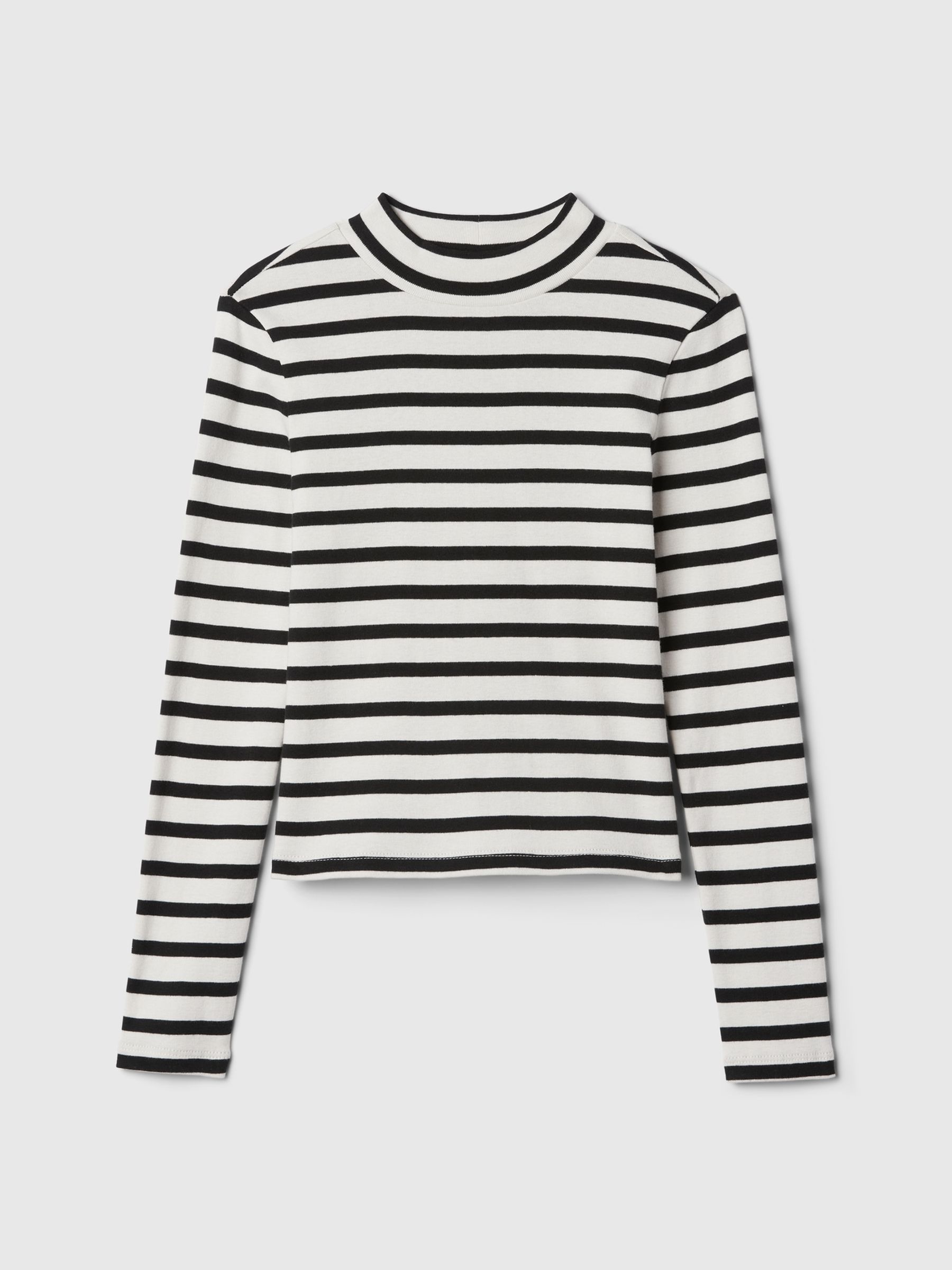 White Ribbed Long Sleeve Mock Neck T-Shirt - Image 3 of 4