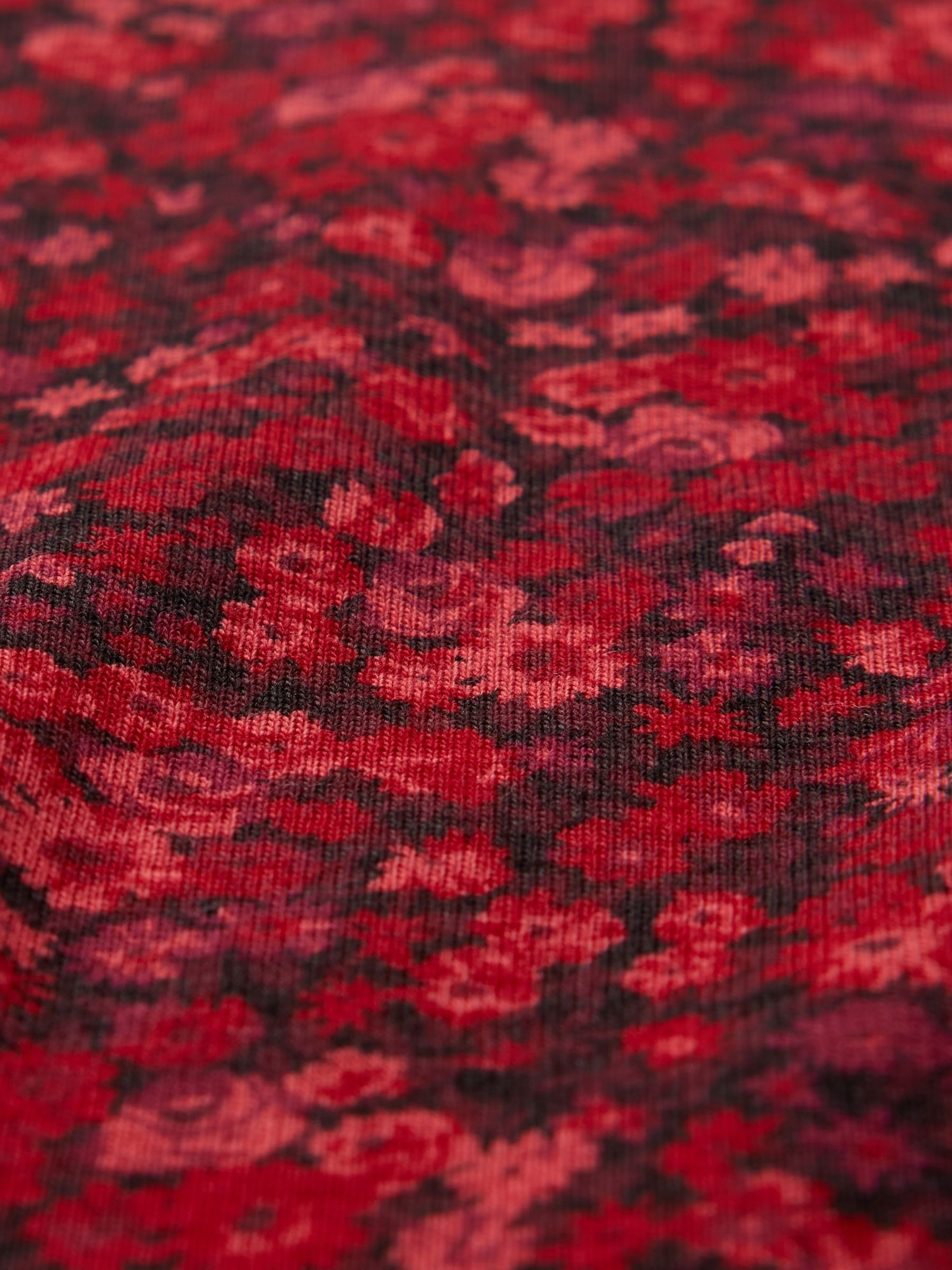 Red Ribbed Long Sleeve Mock Neck T-Shirt - Image 4 of 4