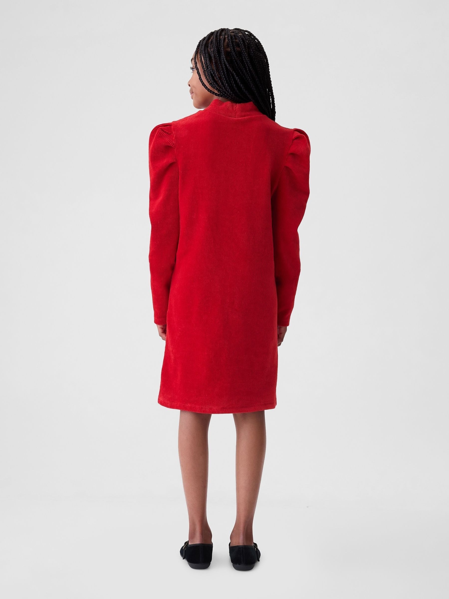 Red Puff Sleeve Corduroy Dress (4-13yrs) - Image 2 of 4
