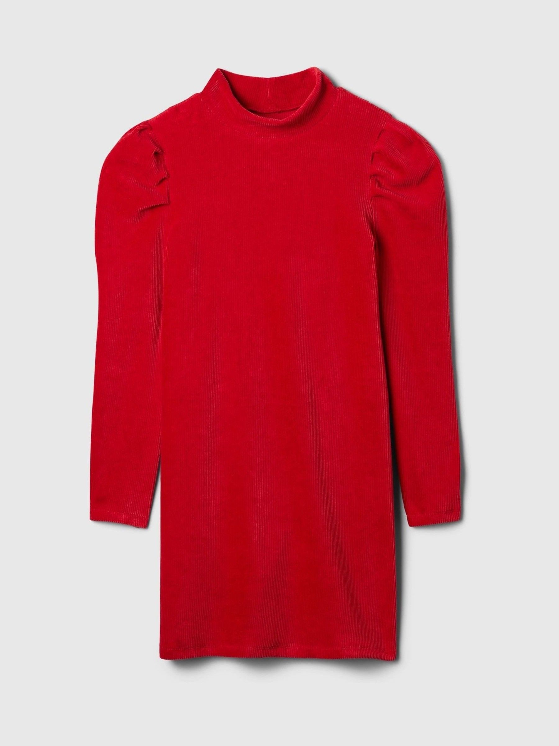 Red Puff Sleeve Corduroy Dress (4-13yrs) - Image 3 of 4