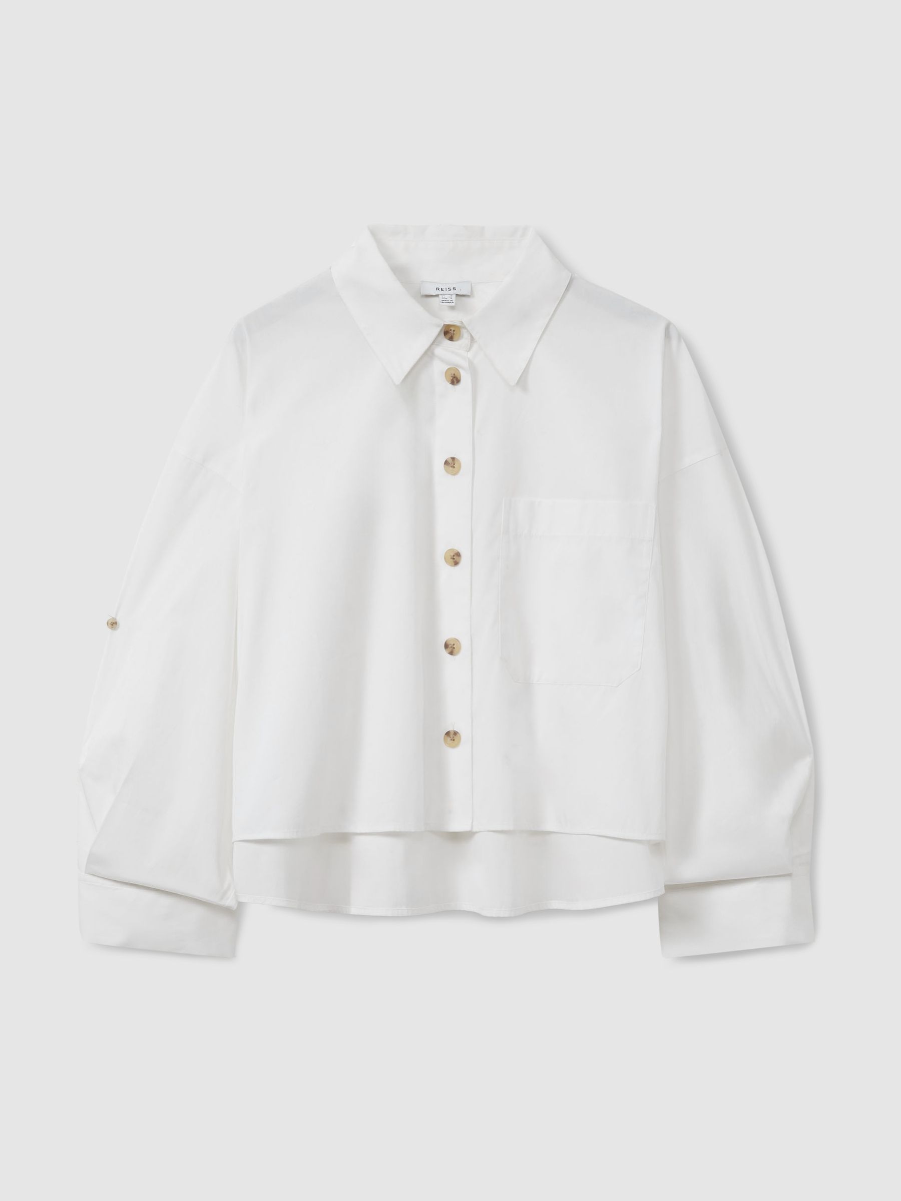 Cropped Cotton Shirt in White - Image 2 of 6