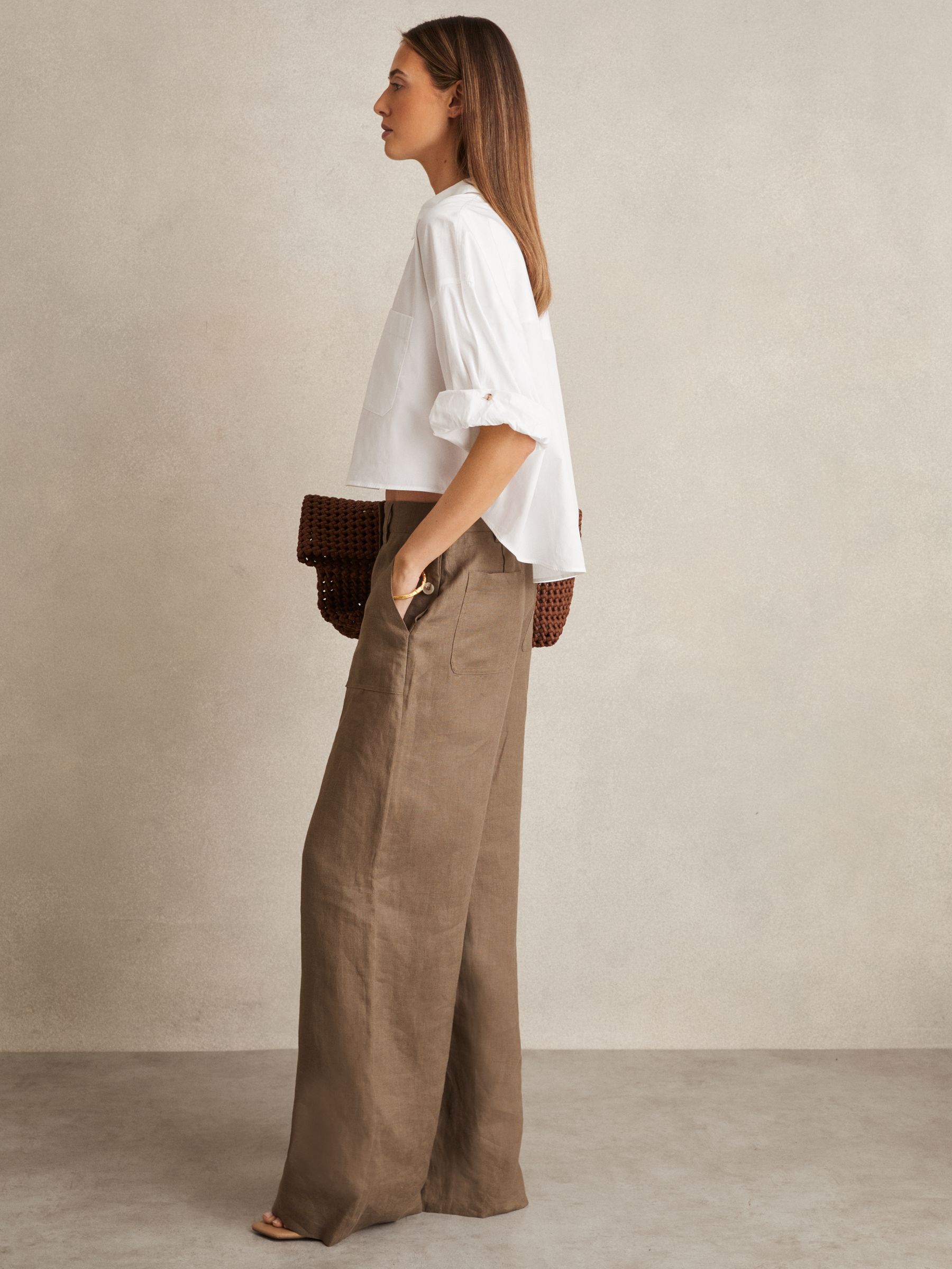 Cropped Cotton Shirt in White - Image 3 of 6