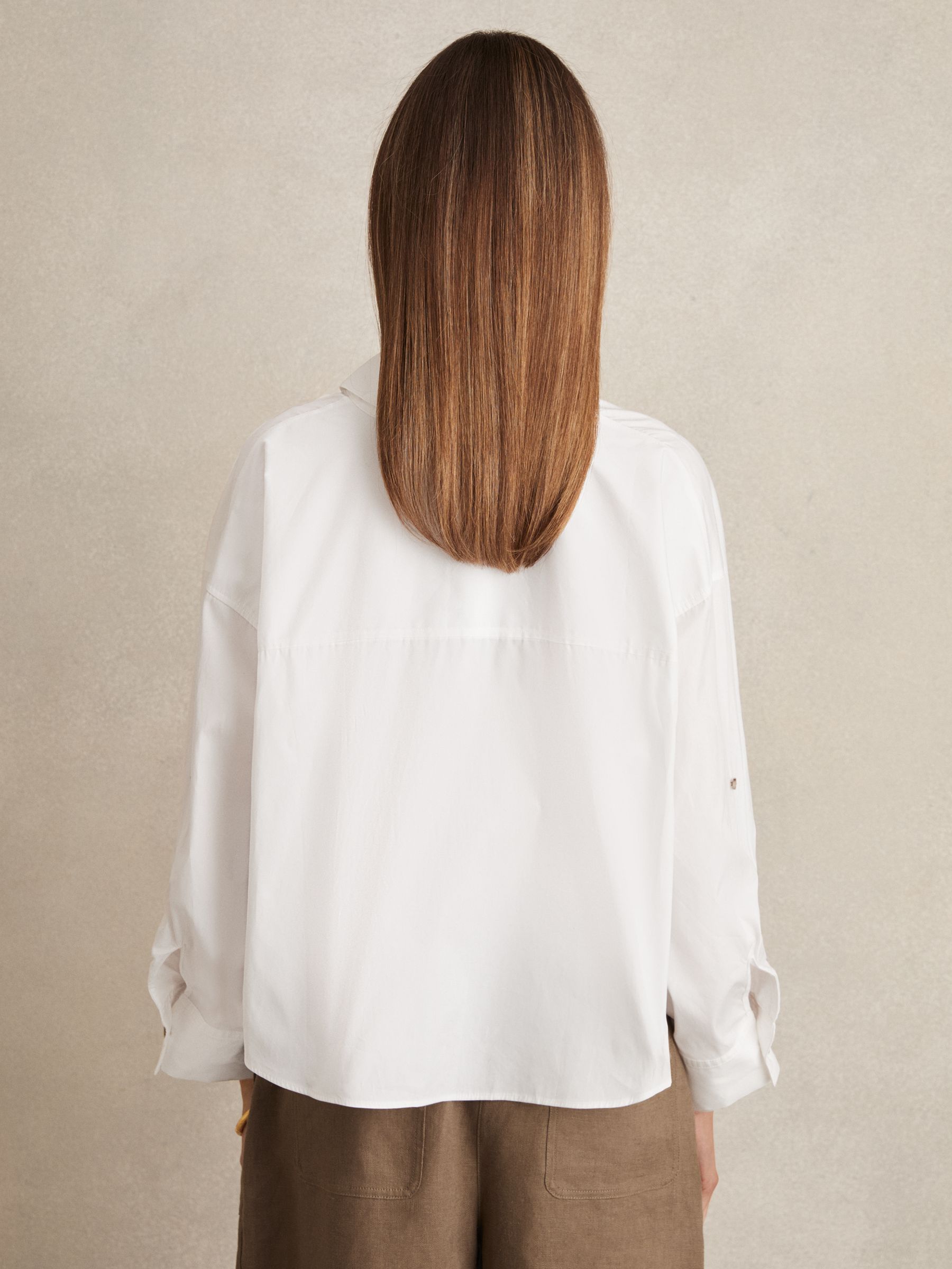 Cropped Cotton Shirt in White - Image 5 of 6