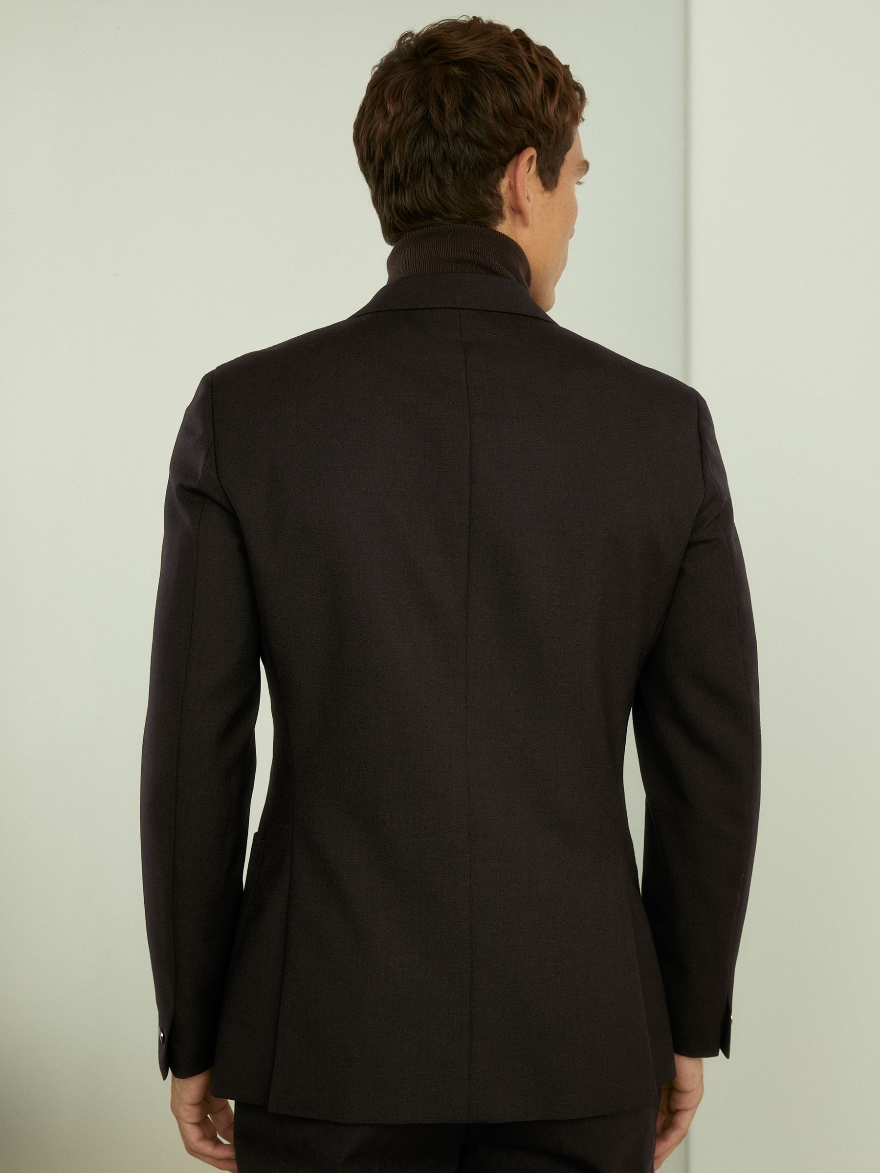 Double-Breasted Tuxedo Jacket in Wool in Brown - Image 4 of 6