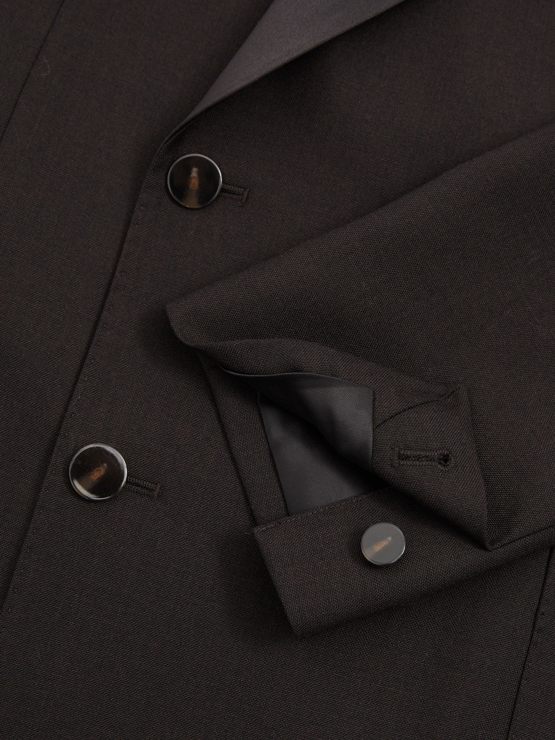 Double-Breasted Tuxedo Jacket in Wool in Brown - Image 5 of 6