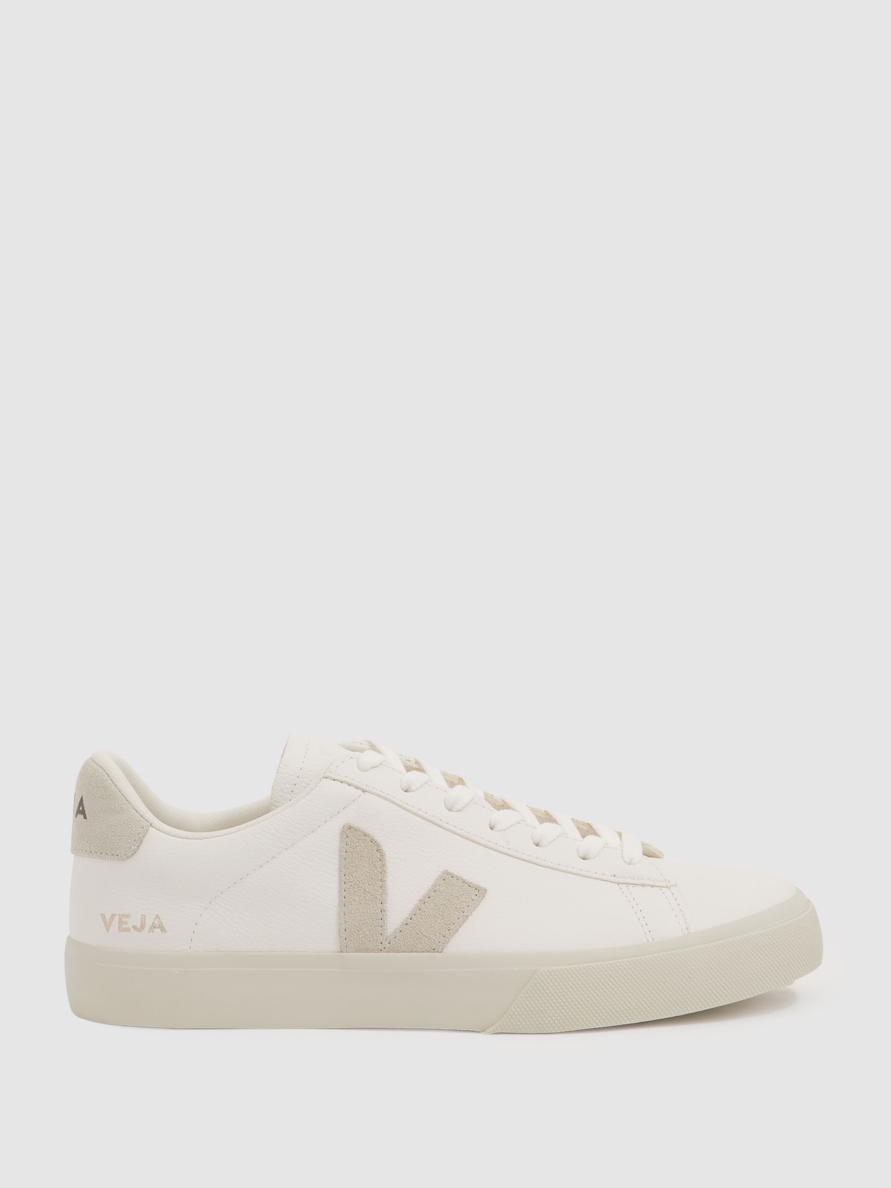 Veja Leather Suede Logo Trainers in White/Natural - Image 1 of 4