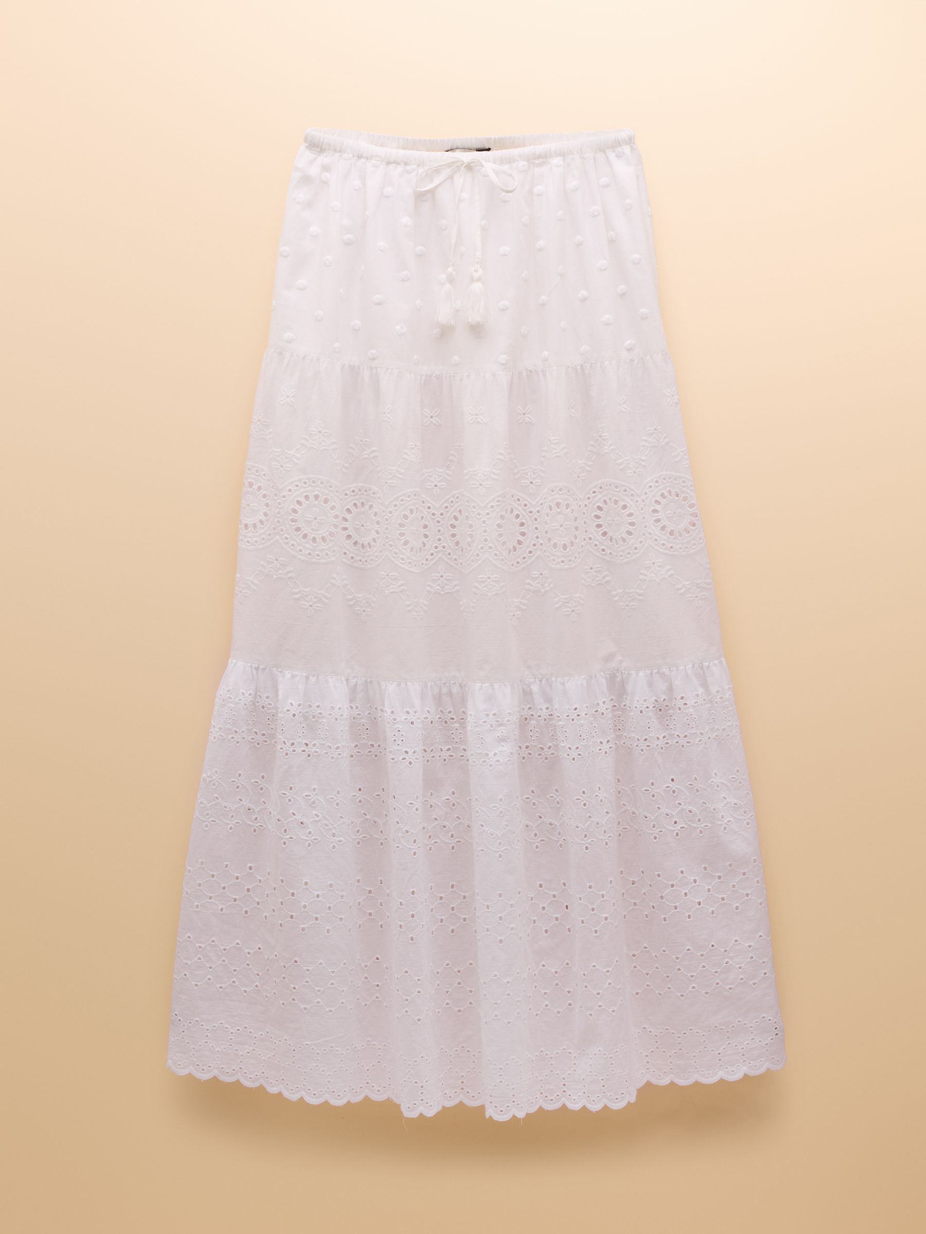 White Broderie Tiered Maxi Skirt - Image 9 of 9