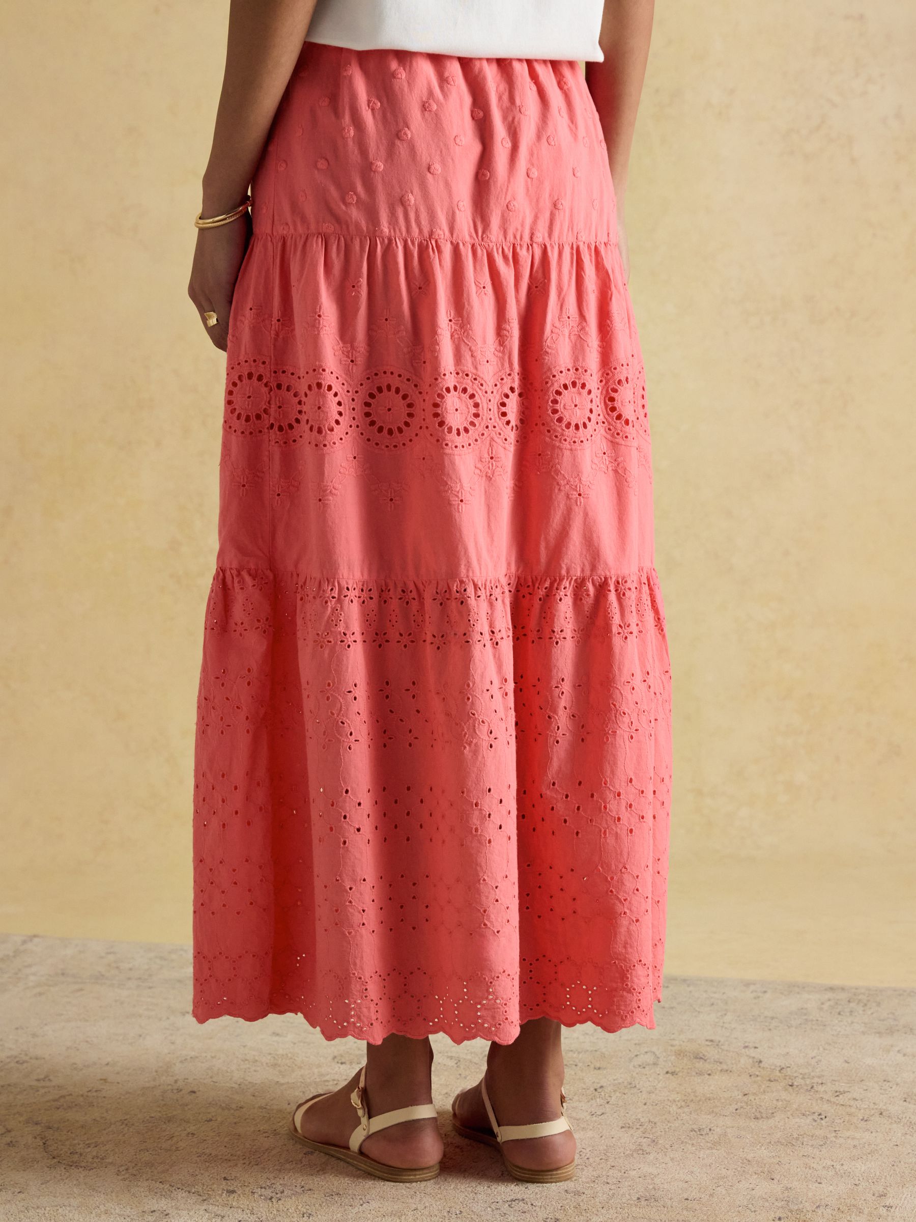 Pink Broderie Tiered Maxi Skirt - Image 2 of 7
