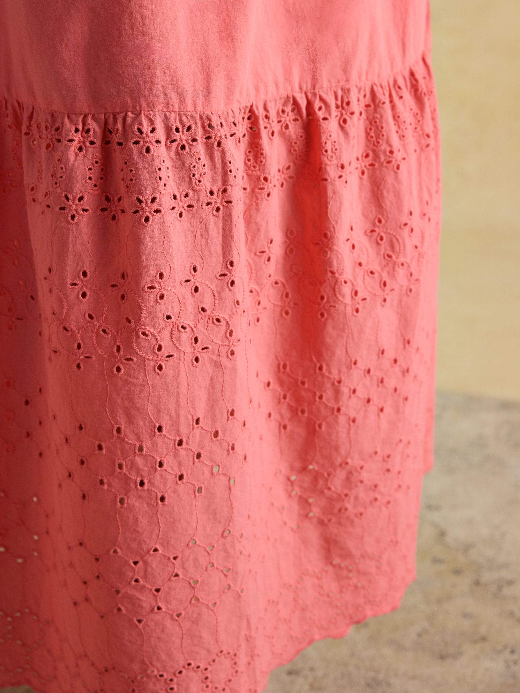 Pink Broderie Tiered Maxi Skirt - Image 6 of 7