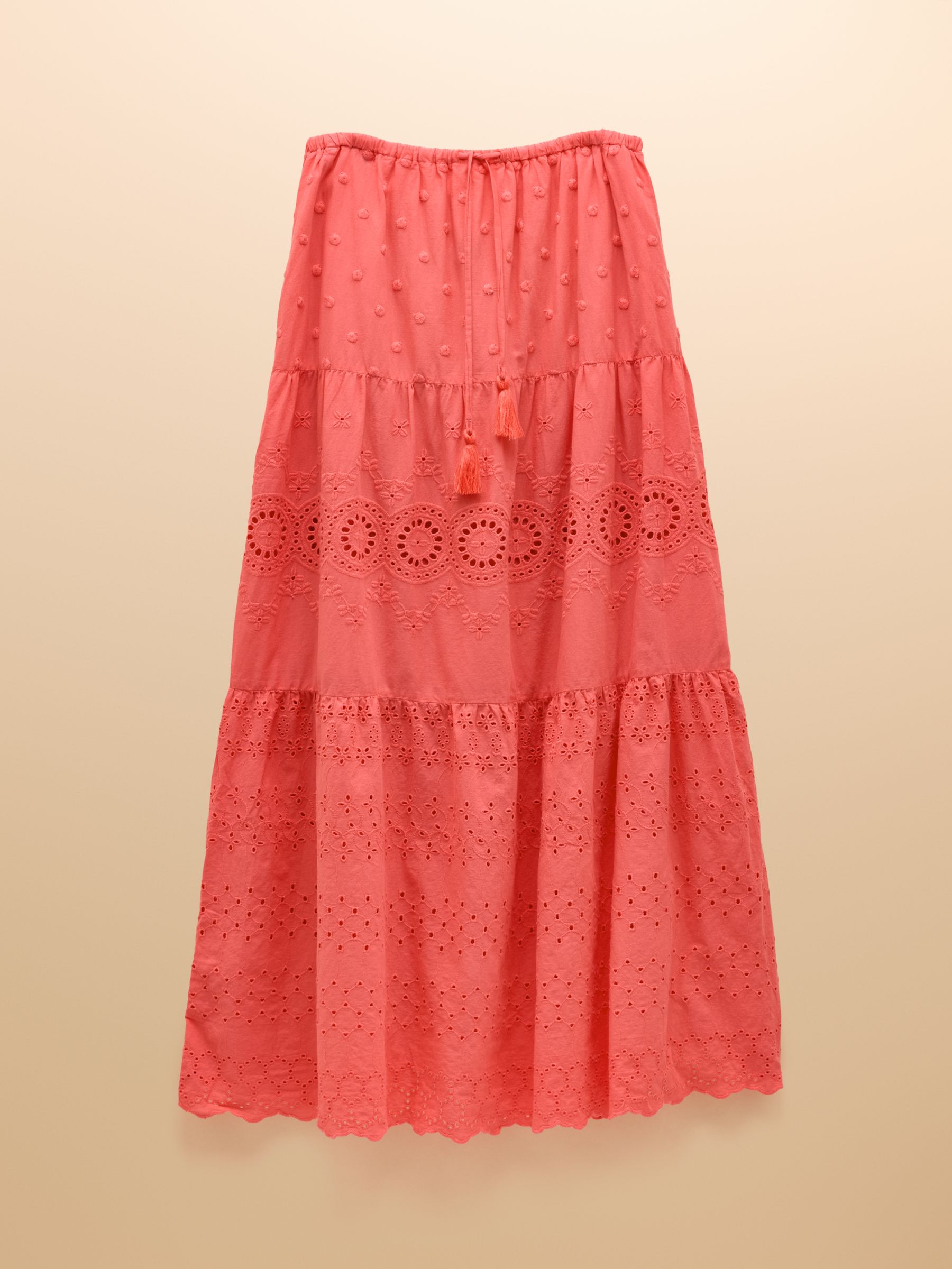 Pink Broderie Tiered Maxi Skirt - Image 7 of 7