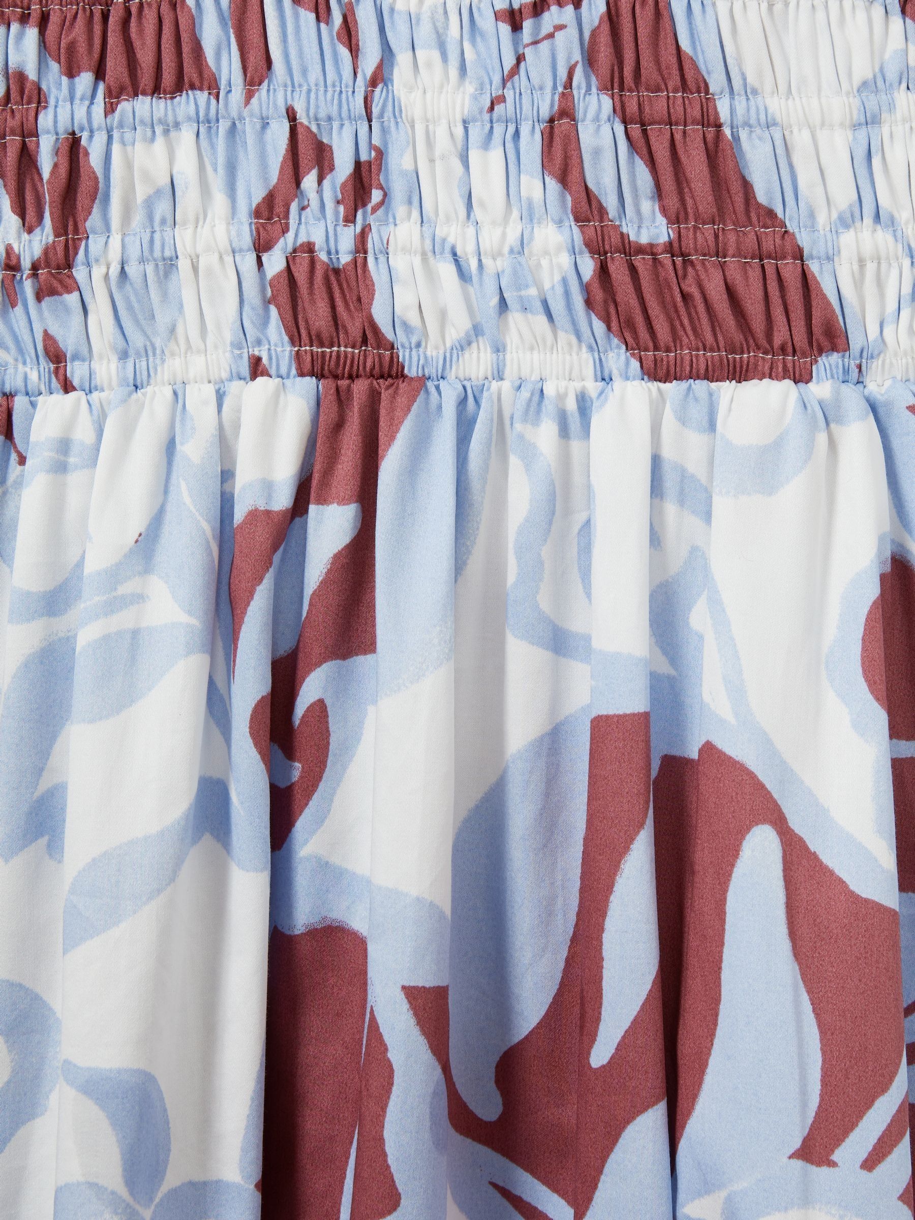 100% Cotton Poplin Floral-Print Midi Dress in Blue - Image 6 of 6