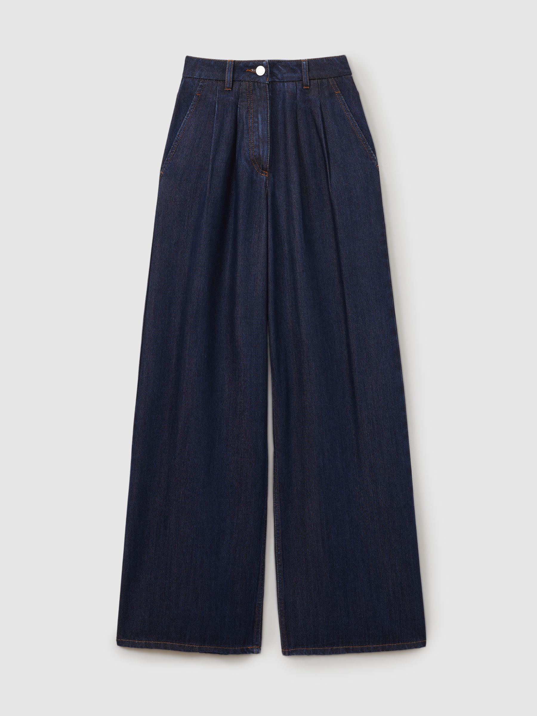 Double Pleat Wide Leg Jeans in Indigo - Image 2 of 6