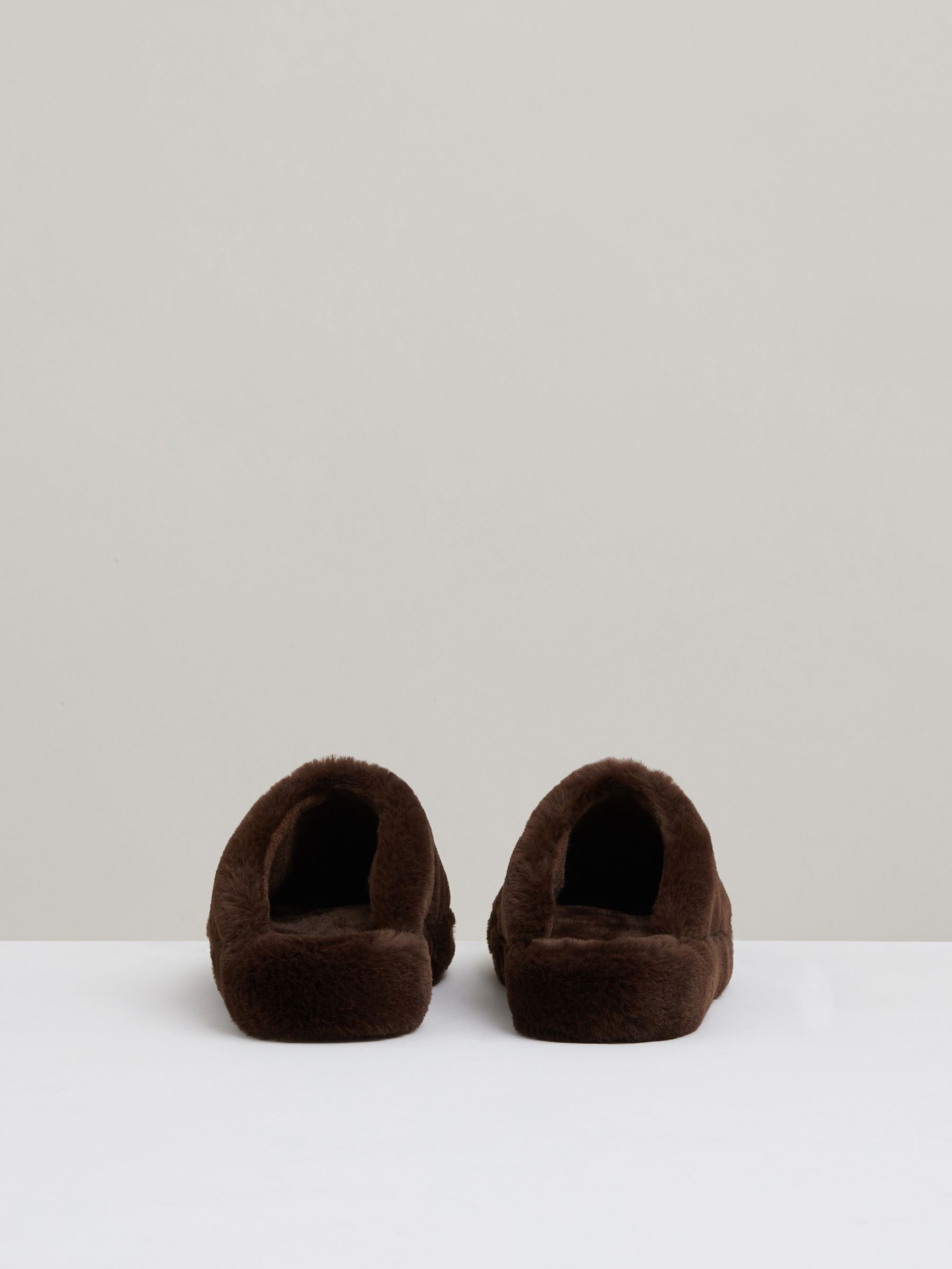 Faux Fur Slippers in Chocolate - Image 5 of 5