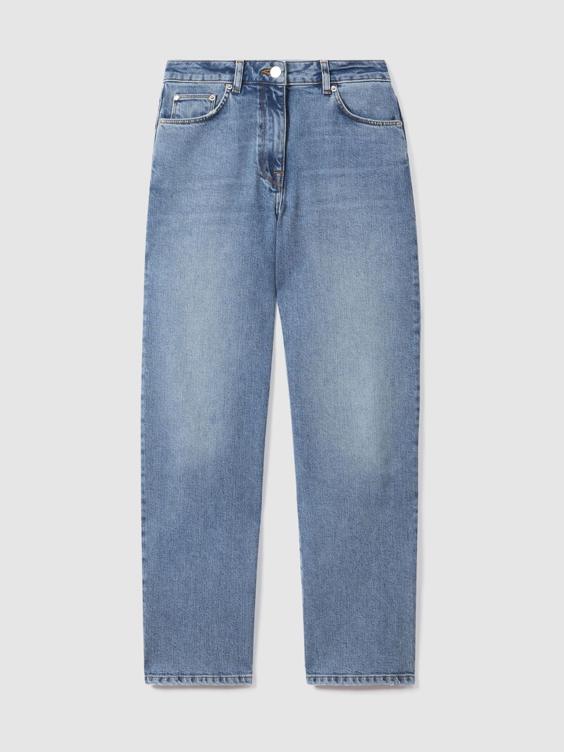 Petite Mid Rise Straight Leg Jeans in Light Blue - Image 2 of 7