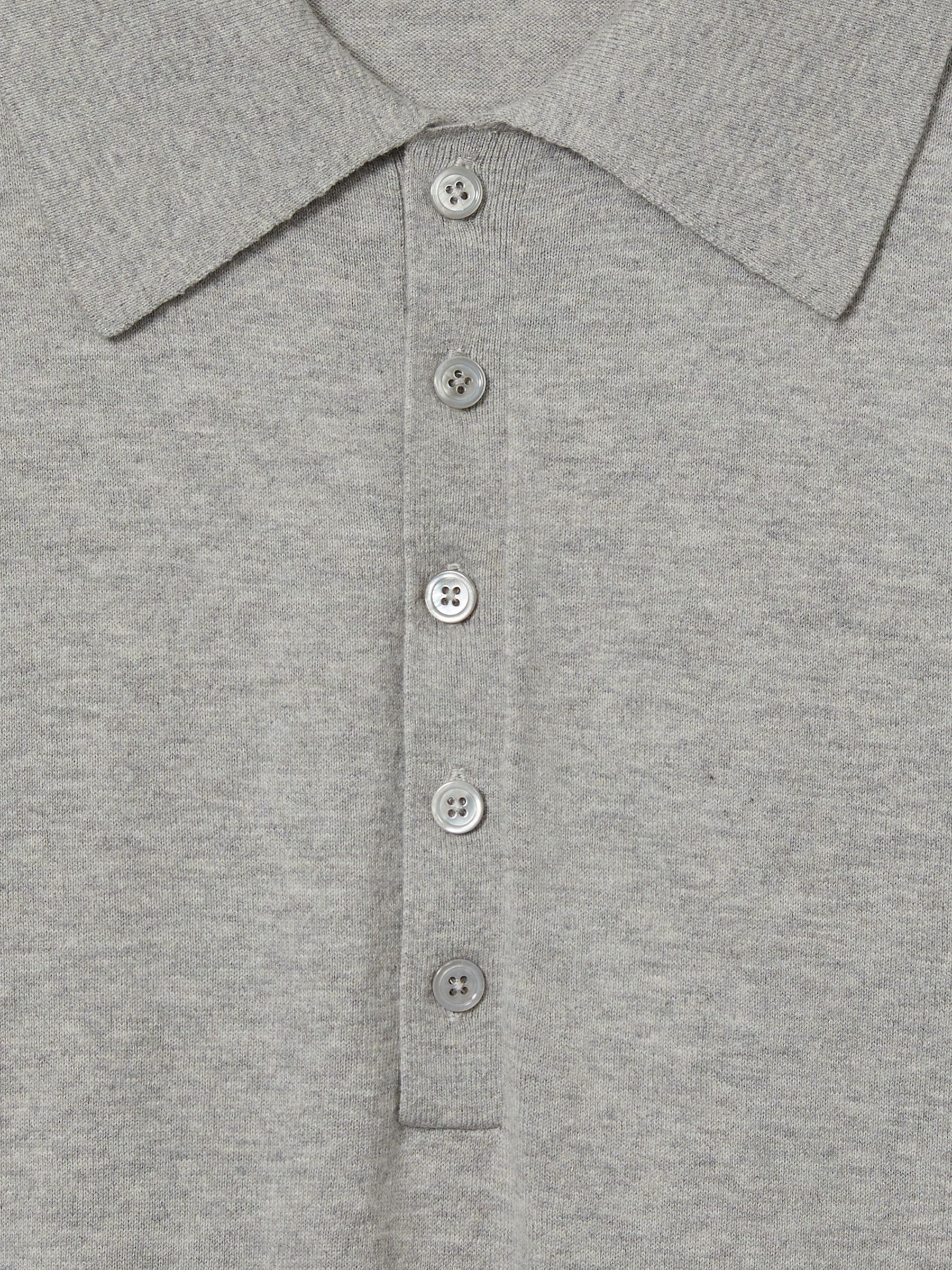 Reiss | Les 100 Ciels Cotton and Cashmere Polo Shirt in Grey Marl - Image 6 of 7