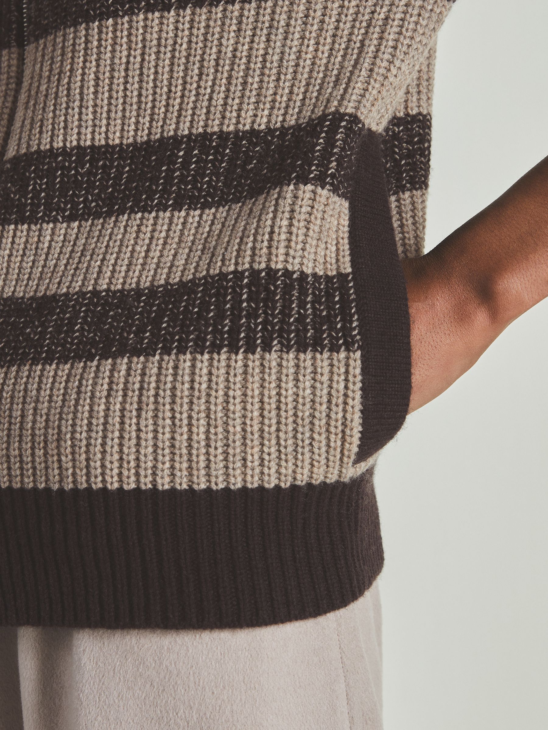 Reiss | Les 100 Ciels Wool and Cashmere Cardigan in Chocolate - Image 3 of 6