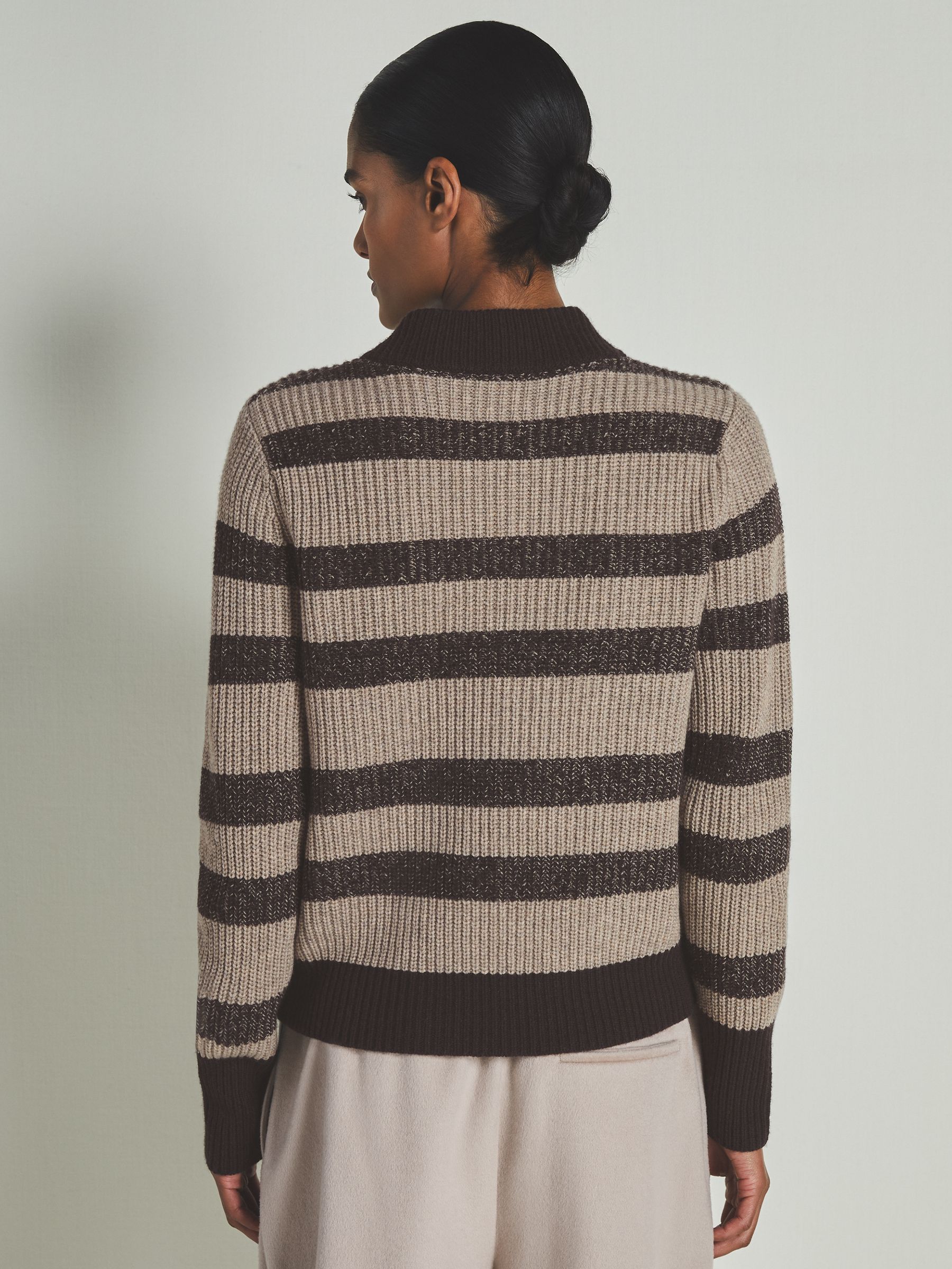 Reiss | Les 100 Ciels Wool and Cashmere Cardigan in Chocolate - Image 4 of 6